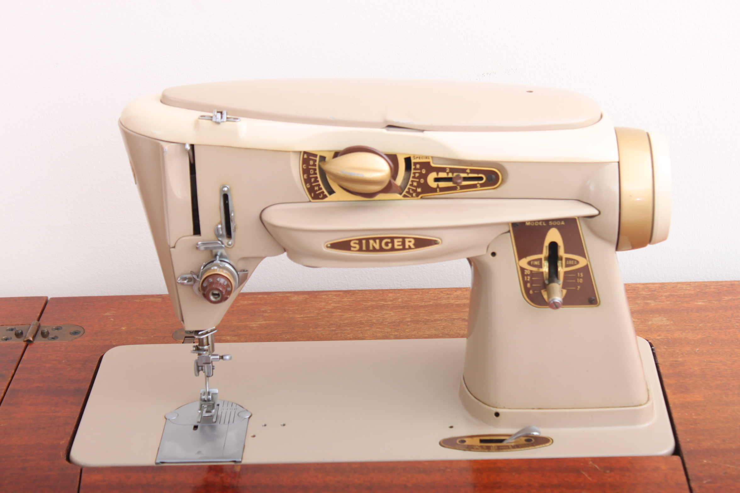 Vintage Singer Model 500A Sewing Machine with Sewing Table