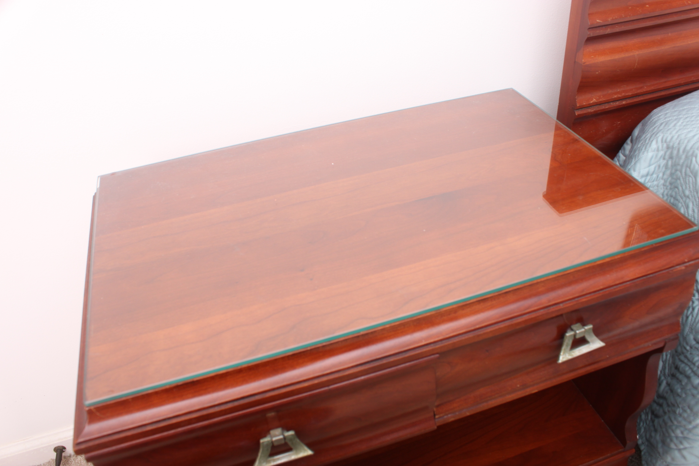 Vintage Mid-Century Kling Cherry Full-Size Bed and Nightstand