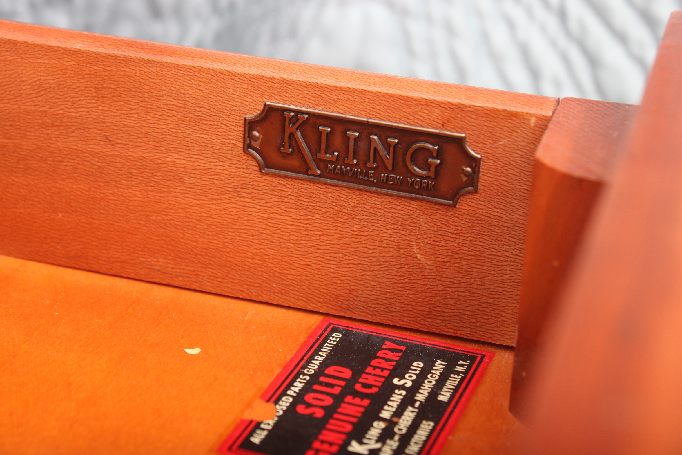 Vintage Mid-Century Kling Cherry Full-Size Bed and Nightstand