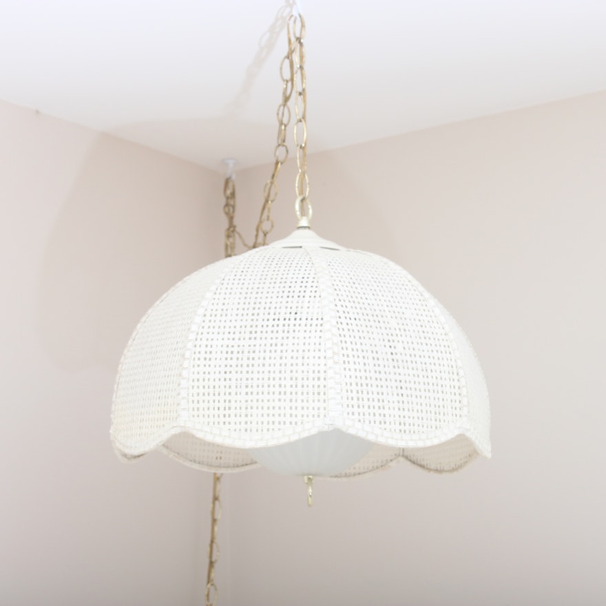 Vintage Hanging Lamp With Woven Shade