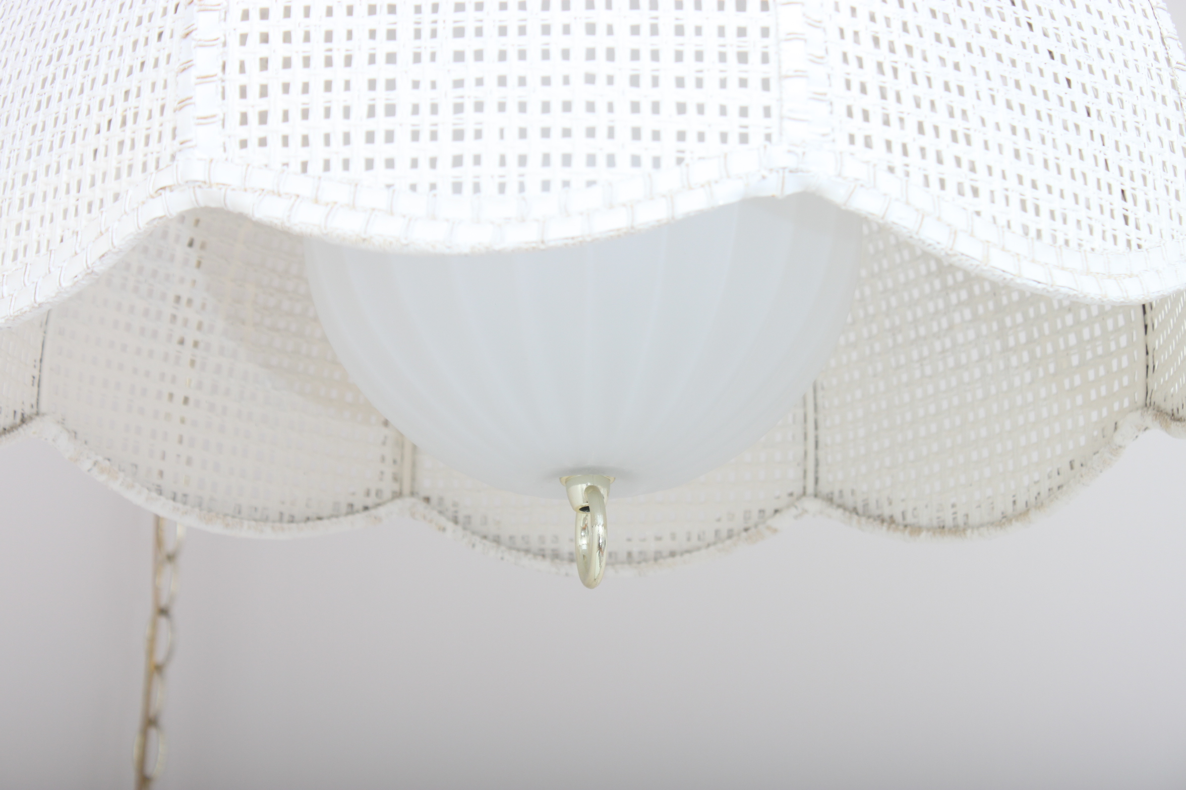Vintage Hanging Lamp With Woven Shade