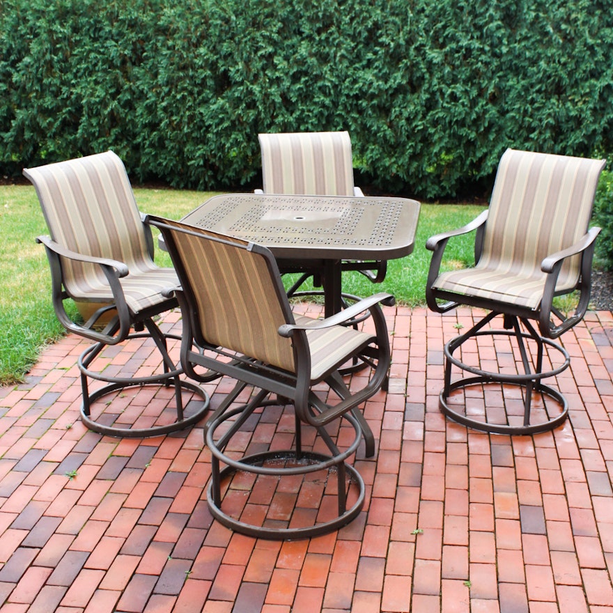 Cast Aluminum High Top Patio Table and Chairs