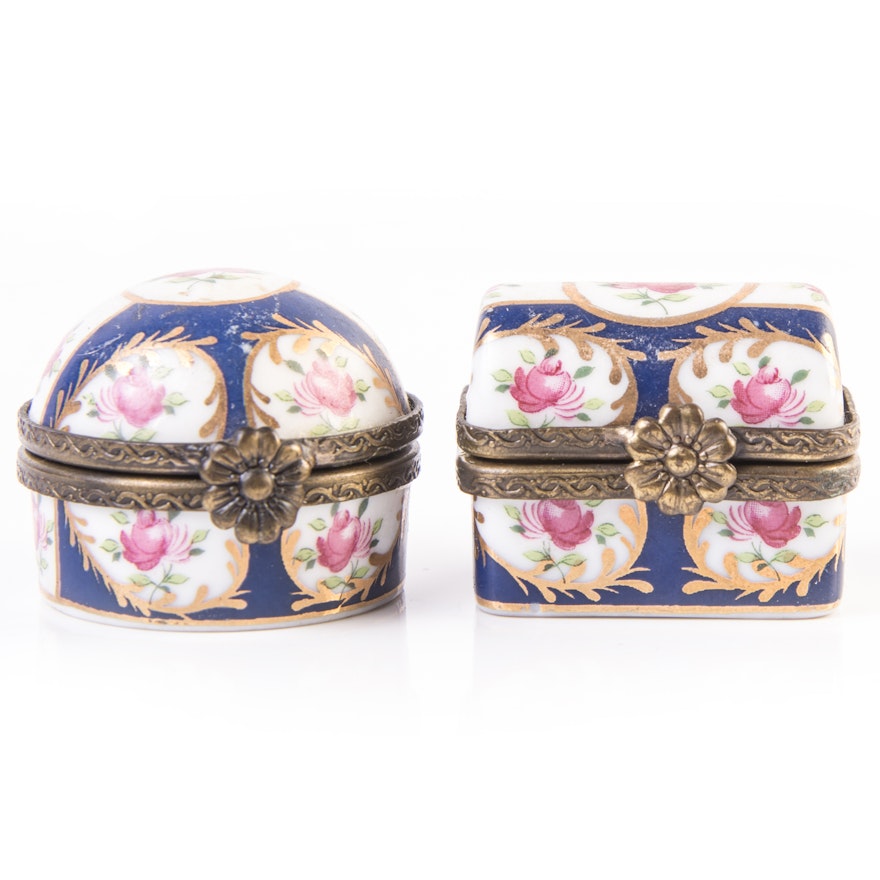 Vintage Paris Royal Hand Painted Porcelain Pill Boxes