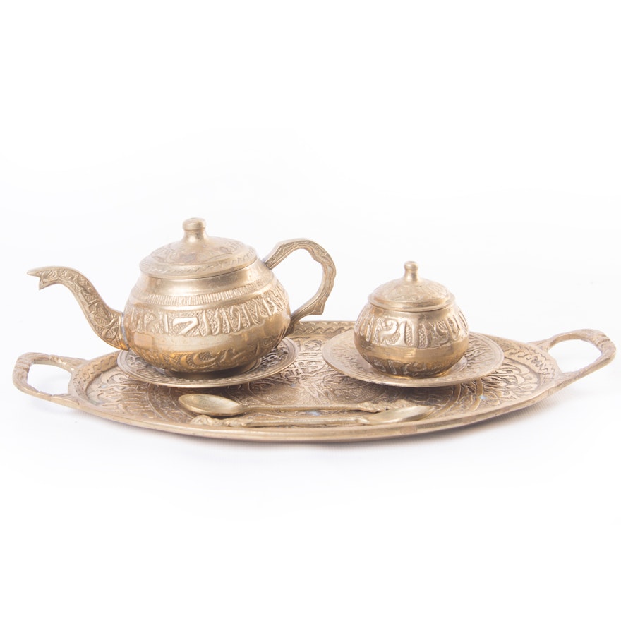 Vintage Brass Miniature Tea Set