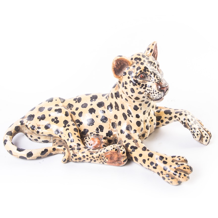 Vintage Capodimonte Italian Made Leopard Cub Sculpture for Meiselman Imports