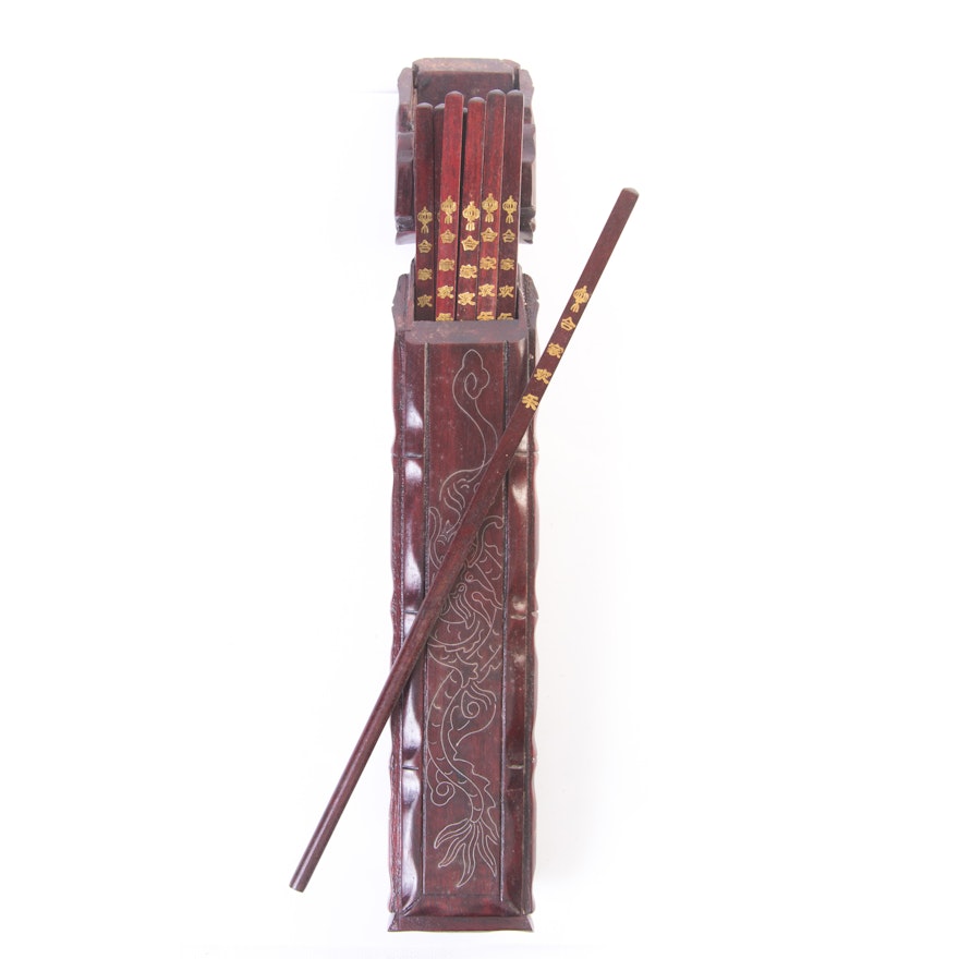 Rosewood Box and Chopstick Set