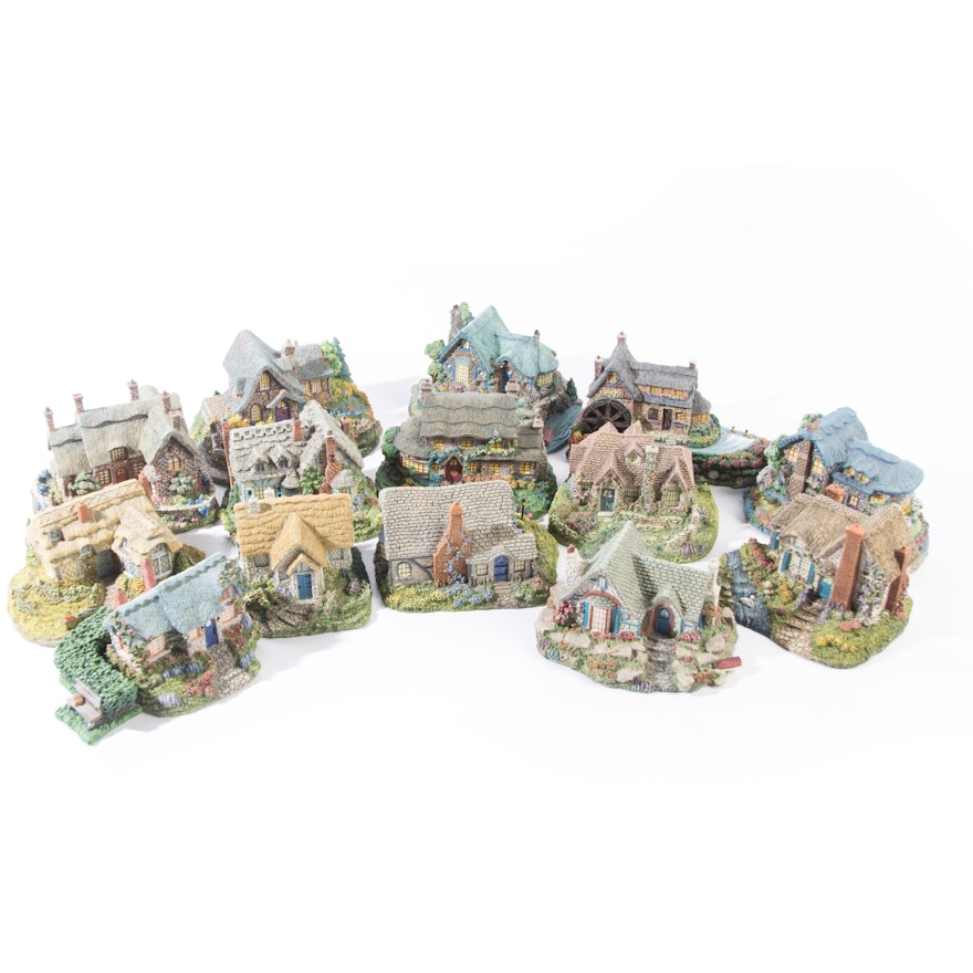 Collection of Thomas Kinkade "Enchanted Cottage" Figurines