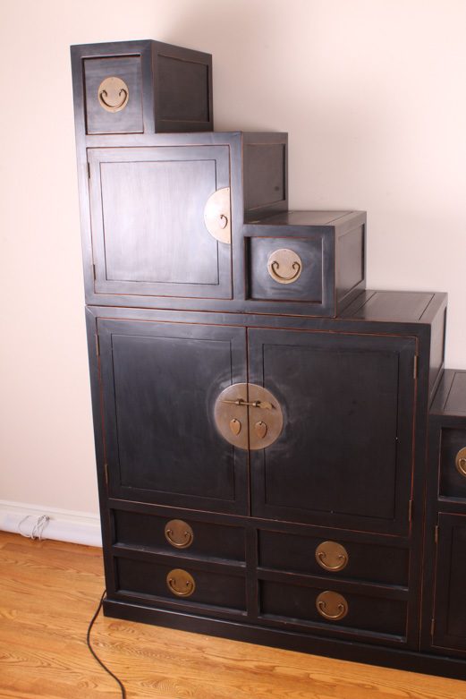 Reversible Black Lacquered Interpretation Of A Japanese Step Chest