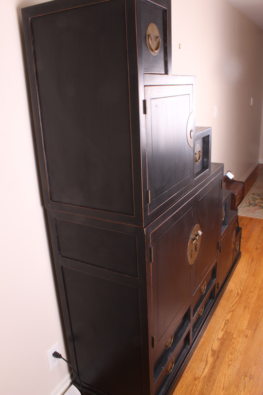 Reversible Black Lacquered Interpretation Of A Japanese Step Chest