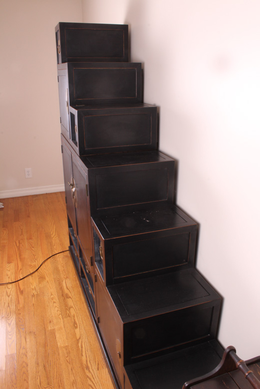 Reversible Black Lacquered Interpretation Of A Japanese Step Chest