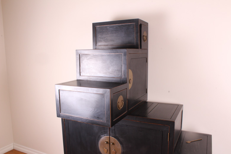 Reversible Black Lacquered Interpretation Of A Japanese Step Chest