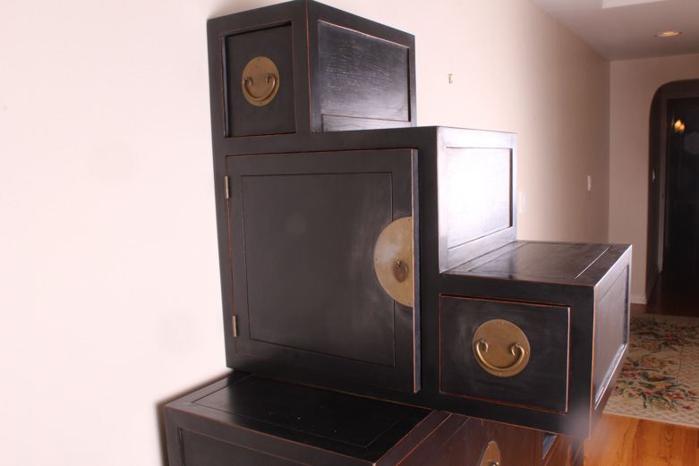 Reversible Black Lacquered Interpretation Of A Japanese Step Chest