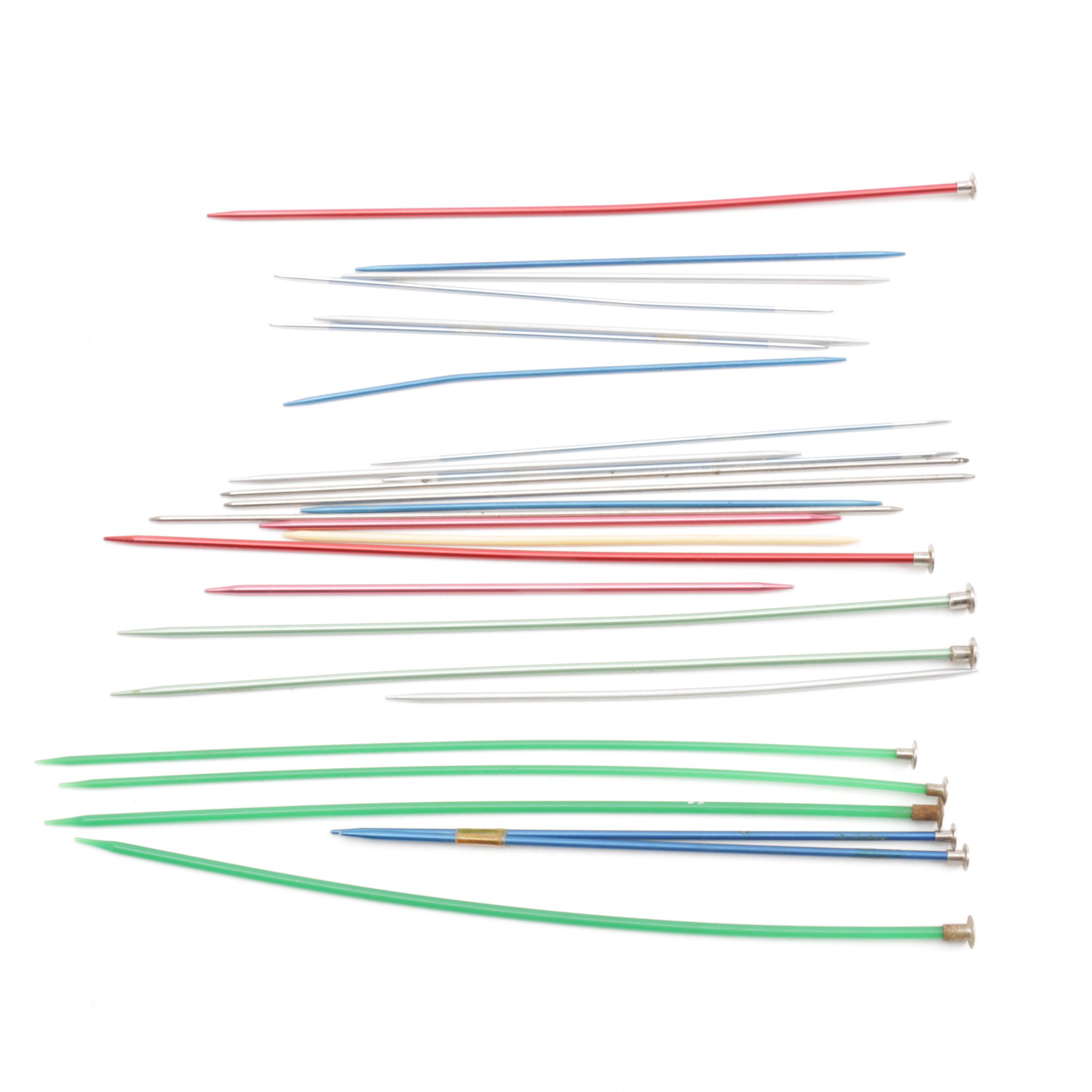 Knitting Needles and Leather Pouch