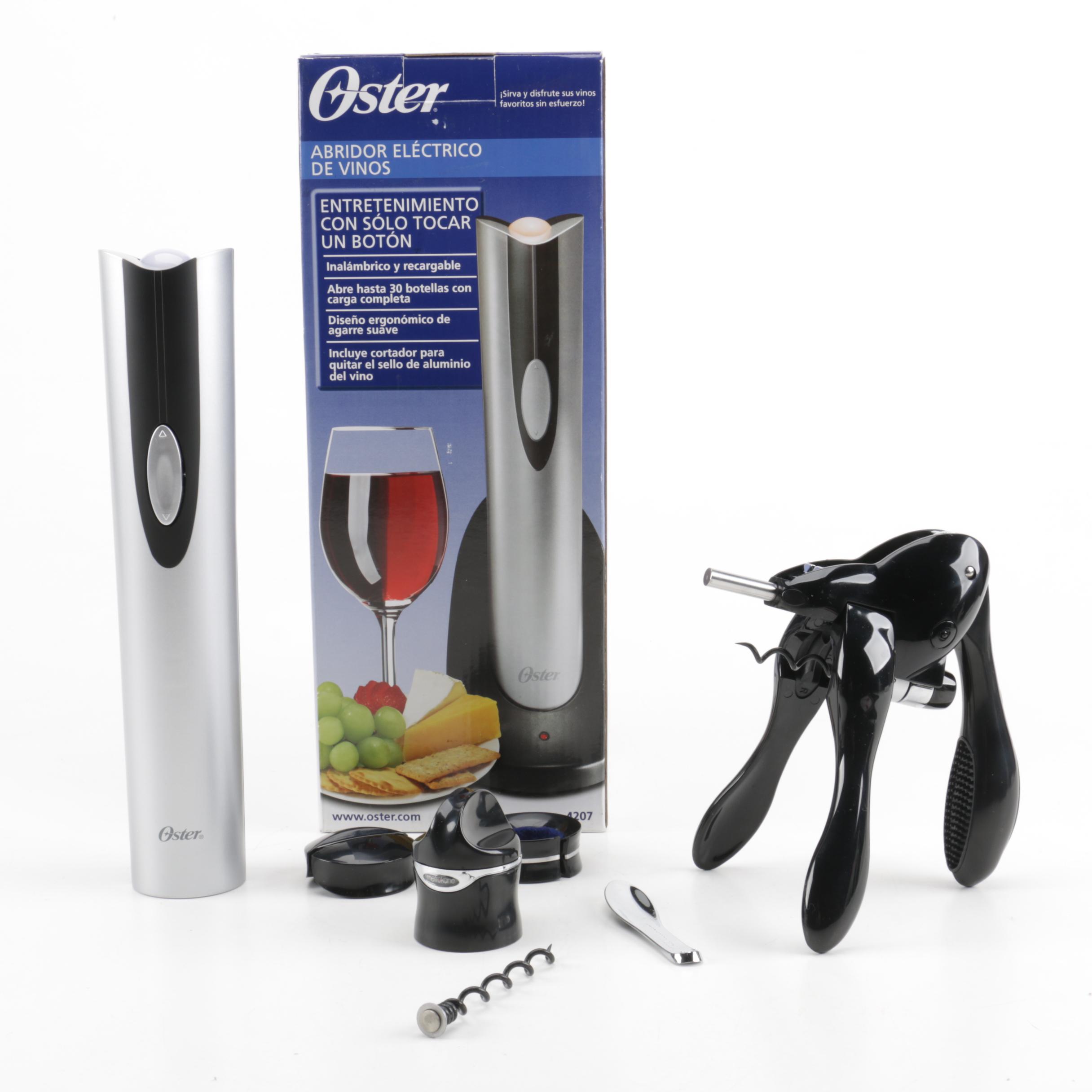 Pair of Wine Openers Featuring Oster Electric Opener