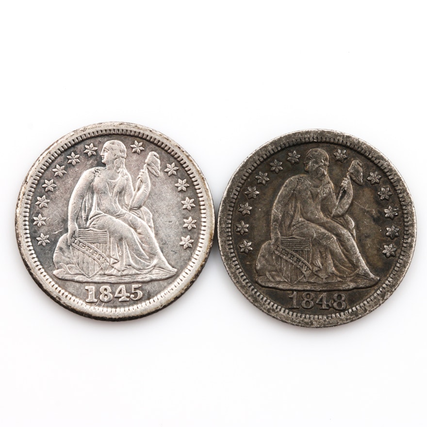 Two Liberty Seated Silver Dimes