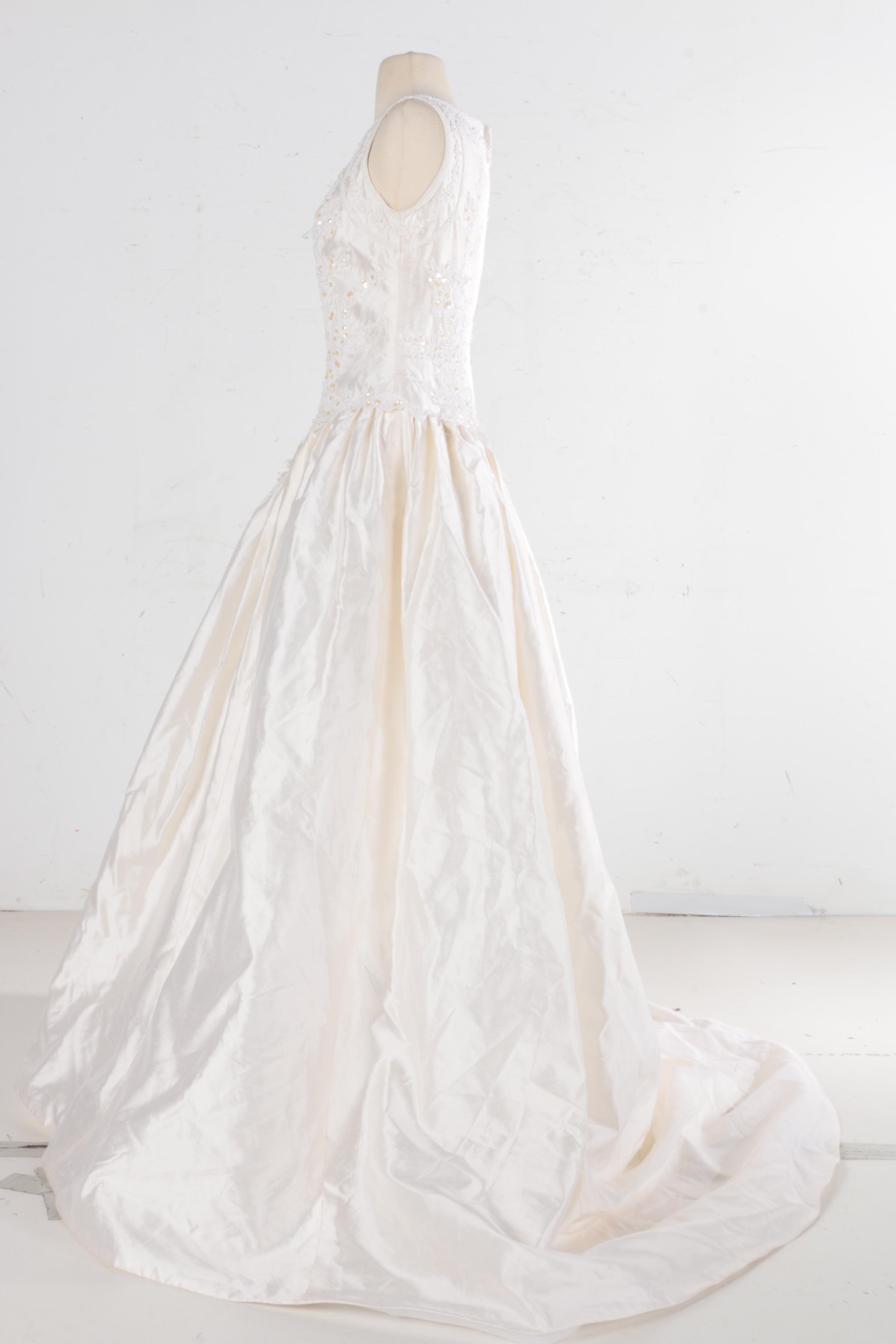 Demetrios Sleeveless Silk Wedding Gown