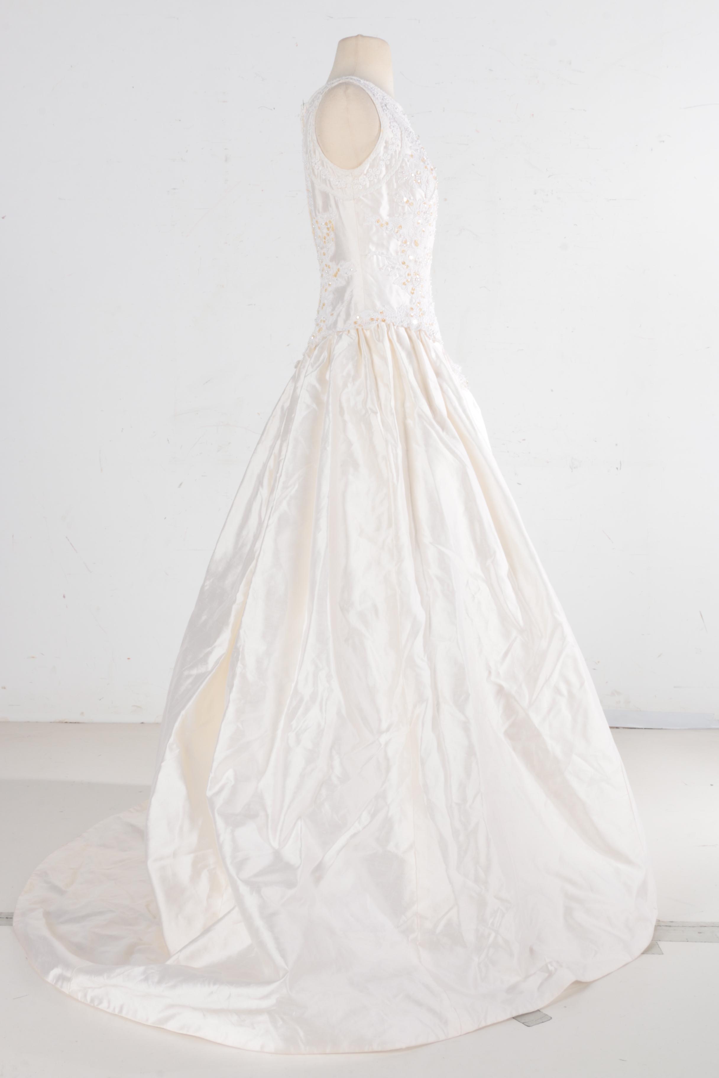 Demetrios Sleeveless Silk Wedding Gown