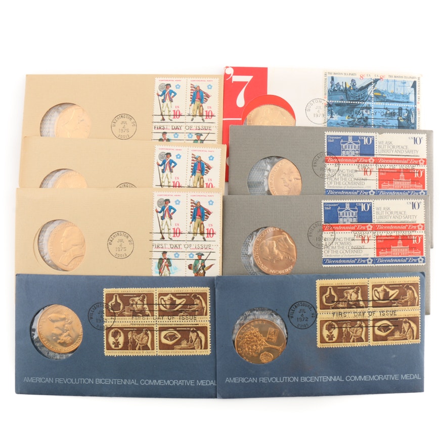 United States Bicentennial First Day Covers and Medallions