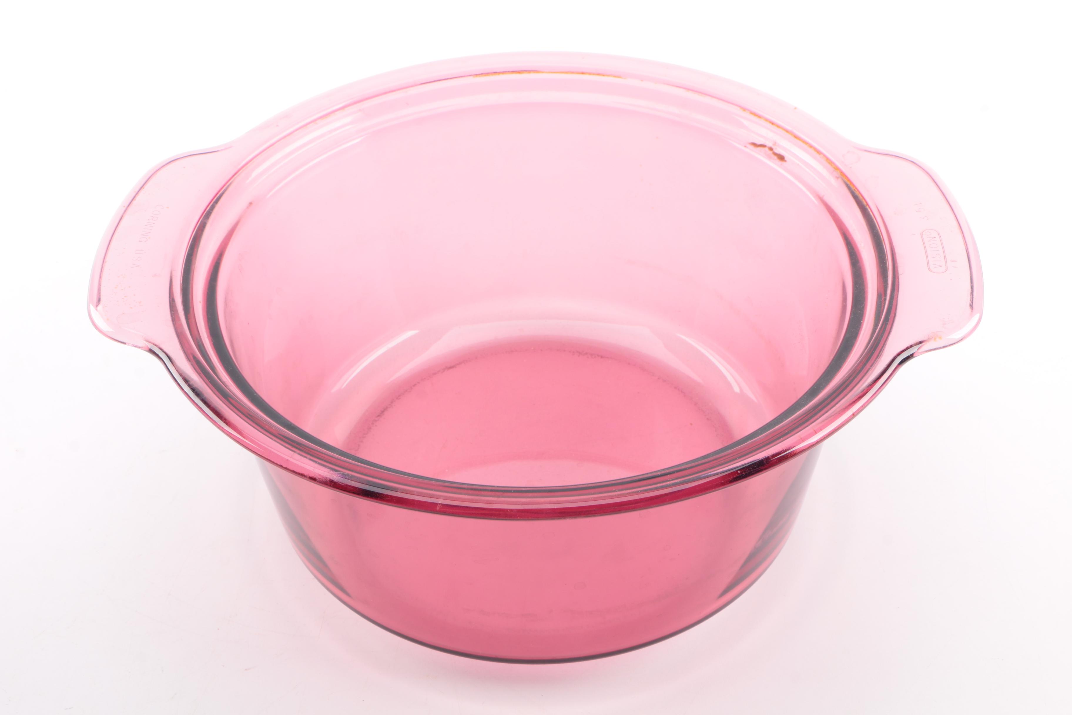 Corningware "Vision Cranberry" Glass Kitchenware Dishes