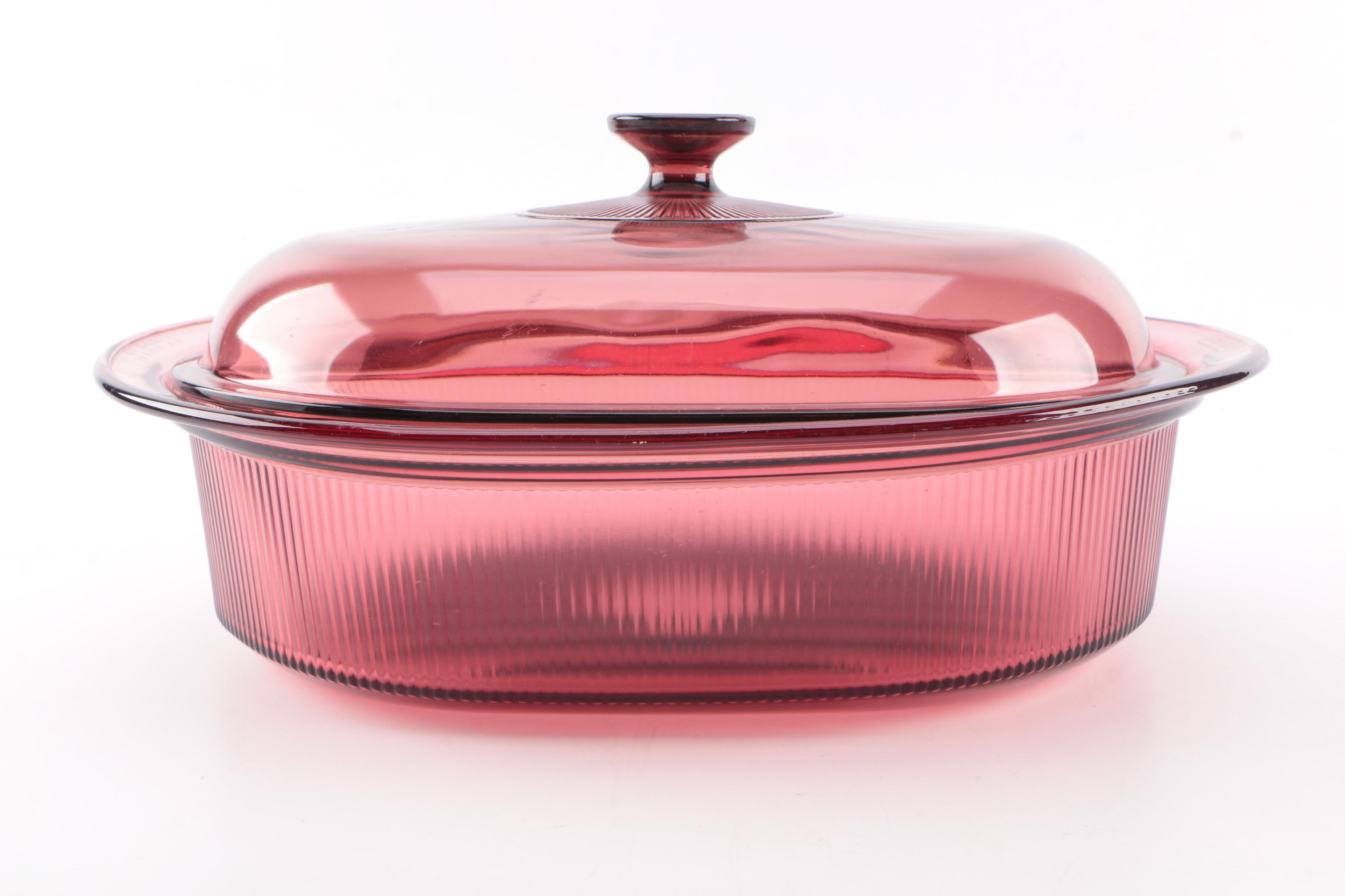 Corningware "Vision Cranberry" Glass Kitchenware Dishes