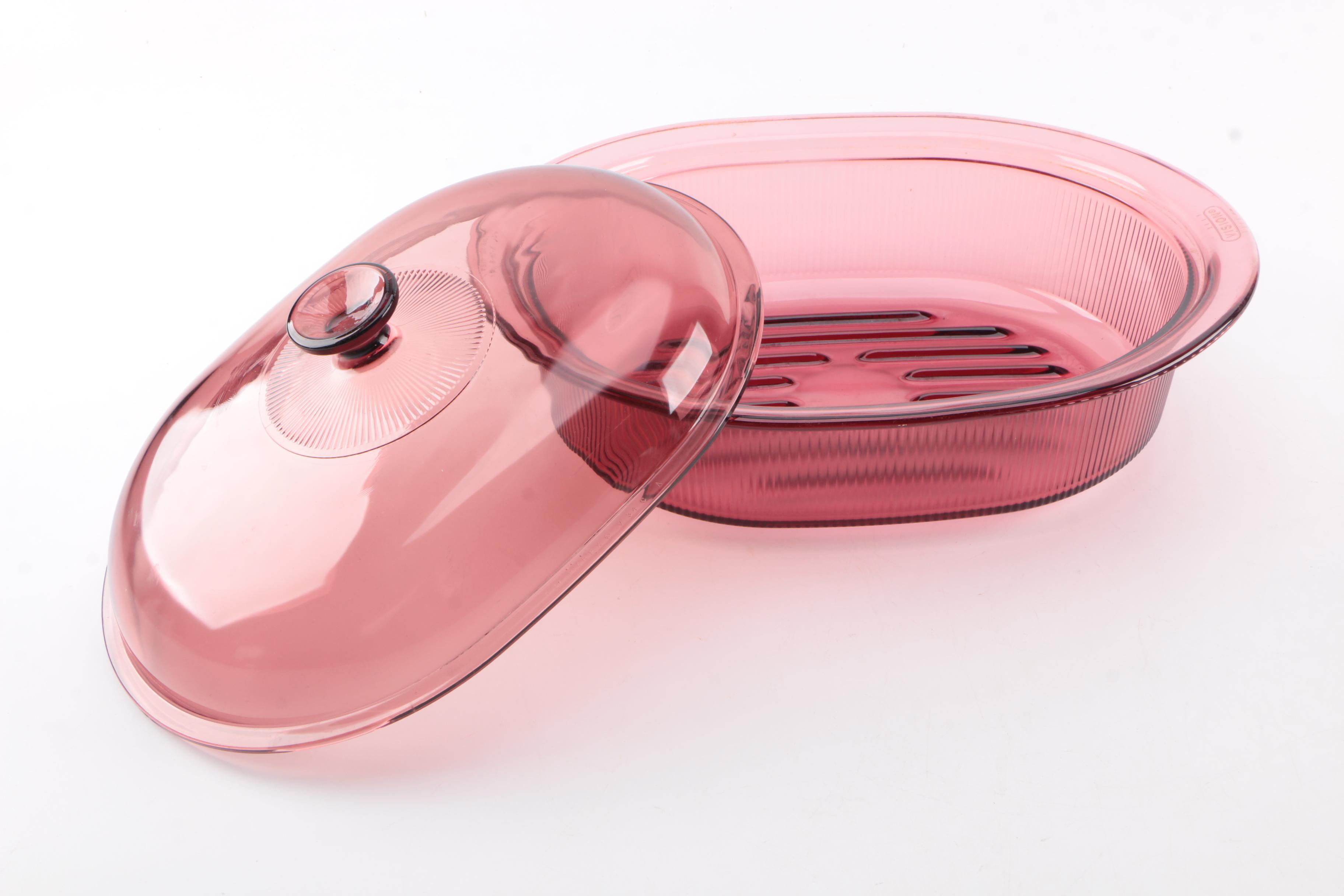 Corningware "Vision Cranberry" Glass Kitchenware Dishes