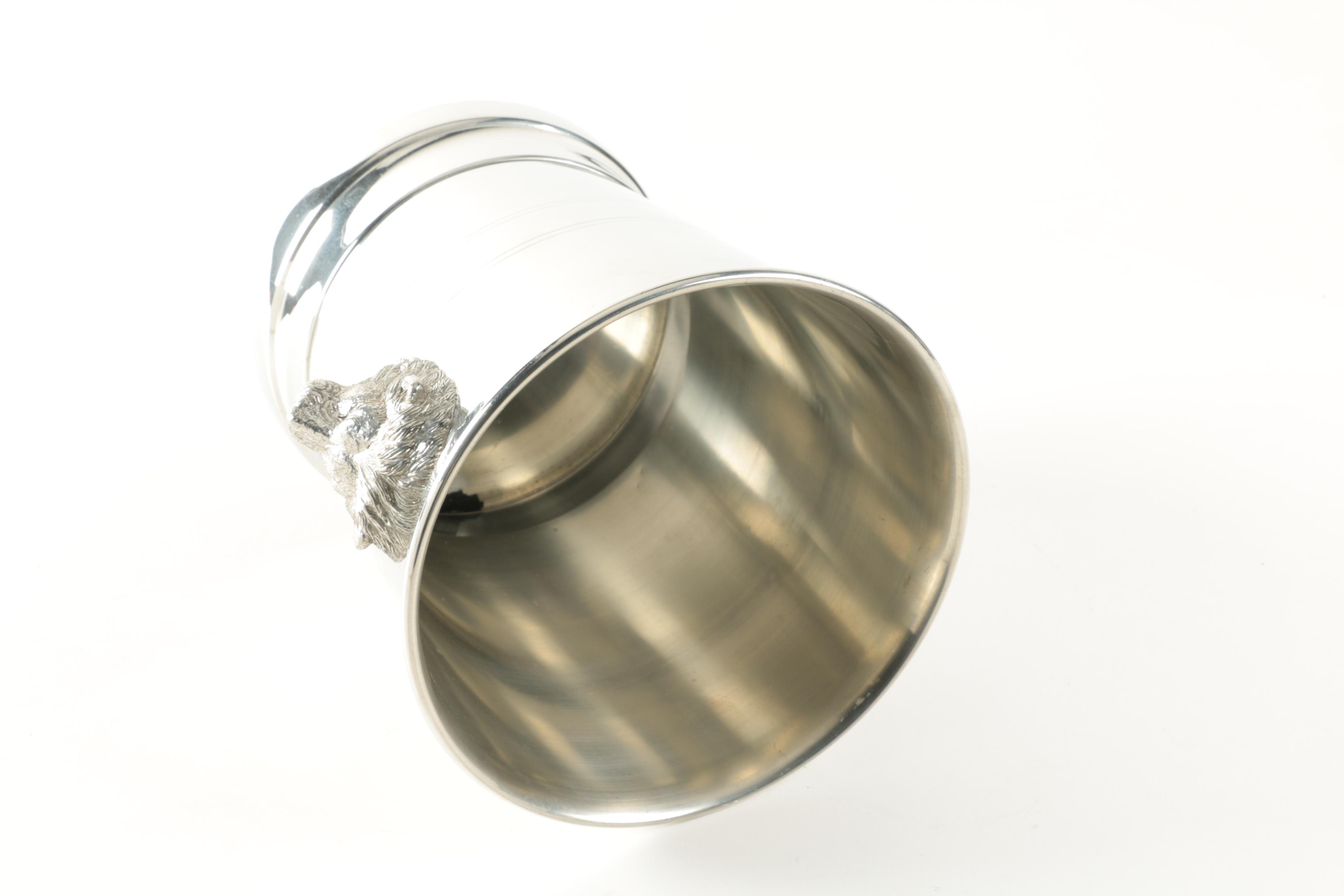 Universal Pewter Company Lion Head Wine Cooler and Goblets