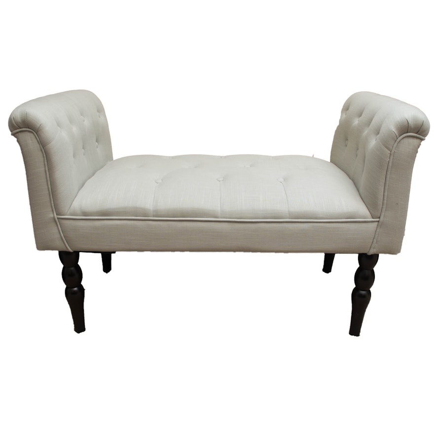 Tufted Off-White Upholstered Bench