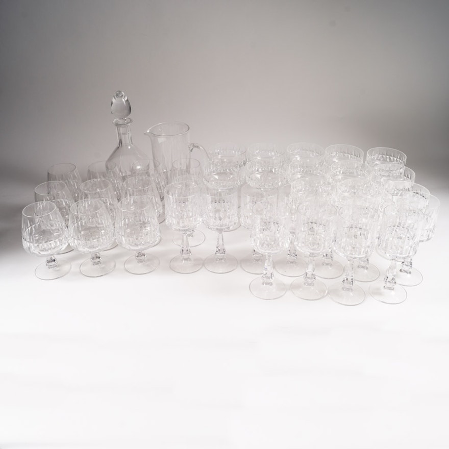 A Large Assortment of Crystal Glassware including Decanter