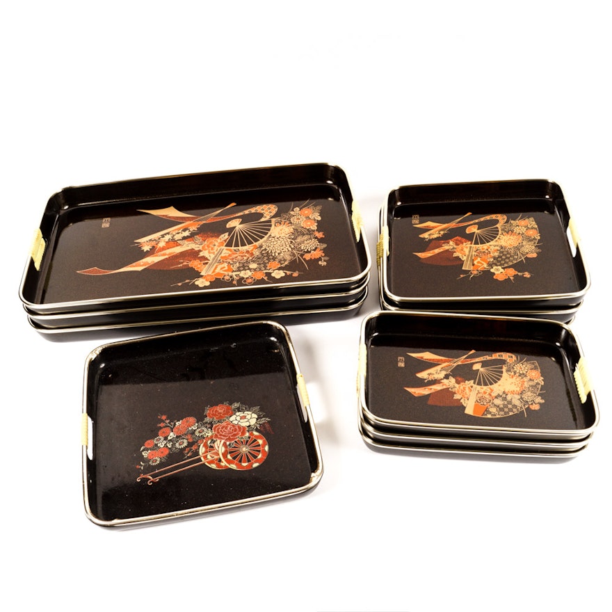Assortment of Japanese Lacquered Trays