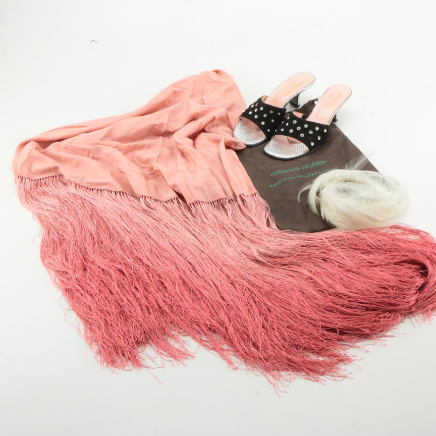 Women's Shoes, Scarf and Feather Headband
