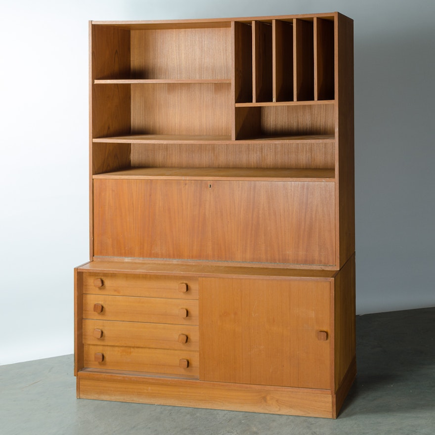 Danish Modern Two Piece Wood Display/Storage Unit