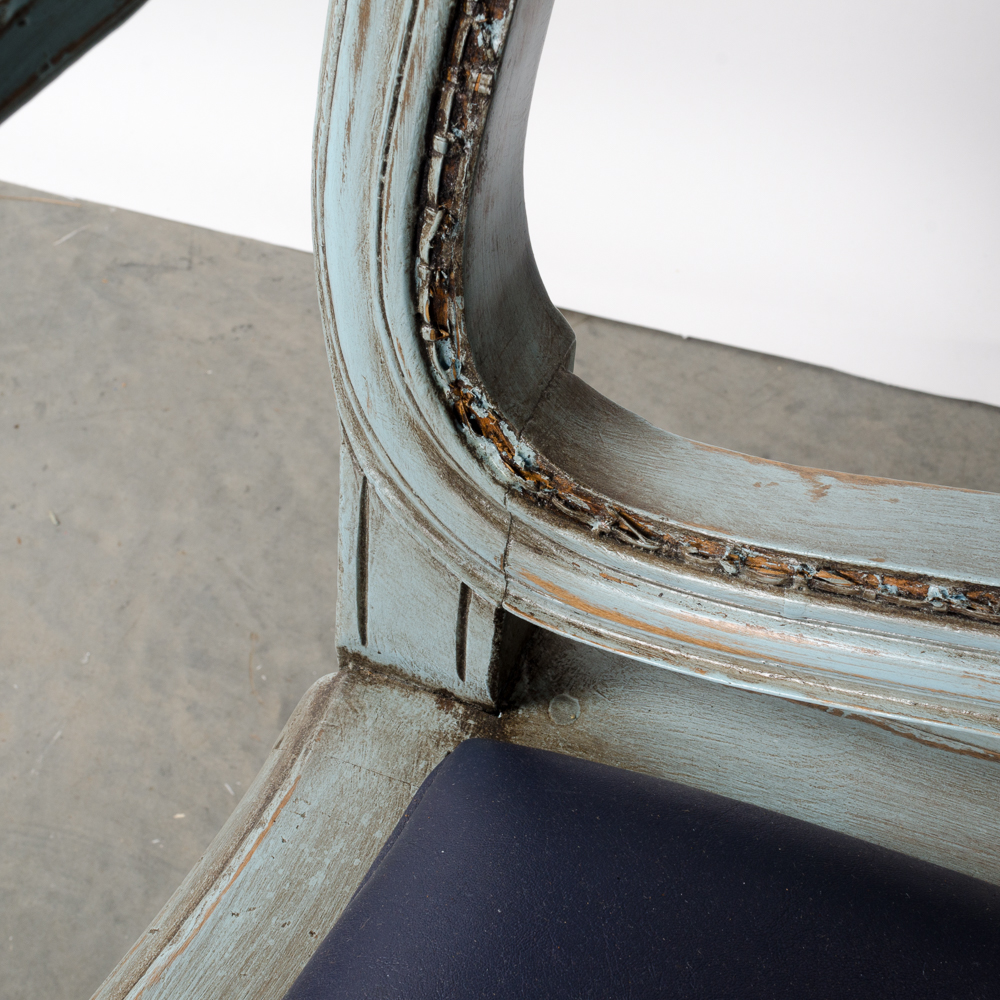 Pair of Blue Distress Painted Armchairs