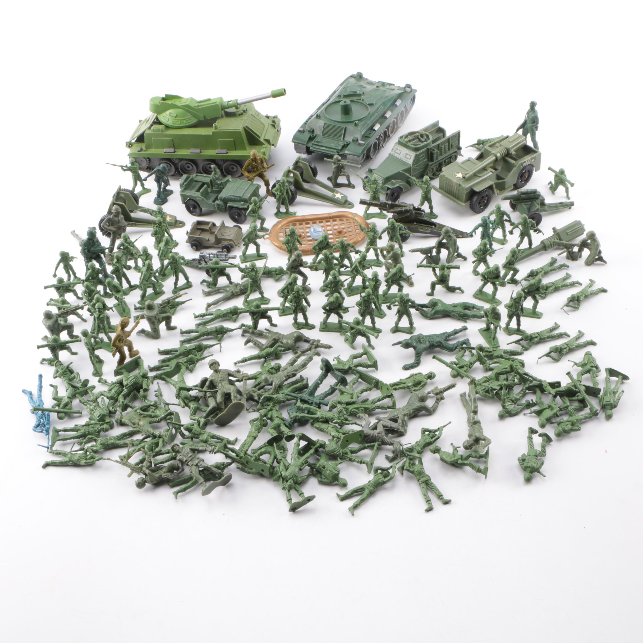 Collection of Toy Military Soldiers and Vehicles