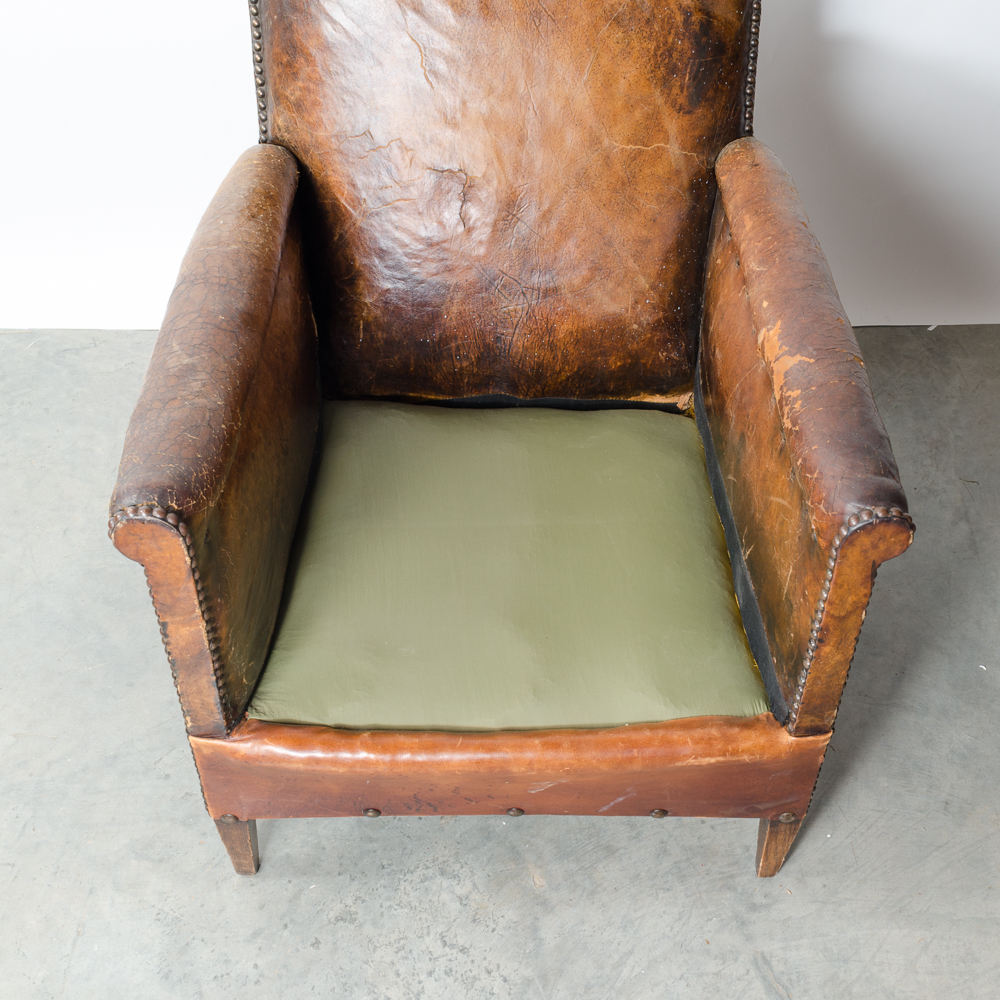 Leather Club Chair French circa 1910
