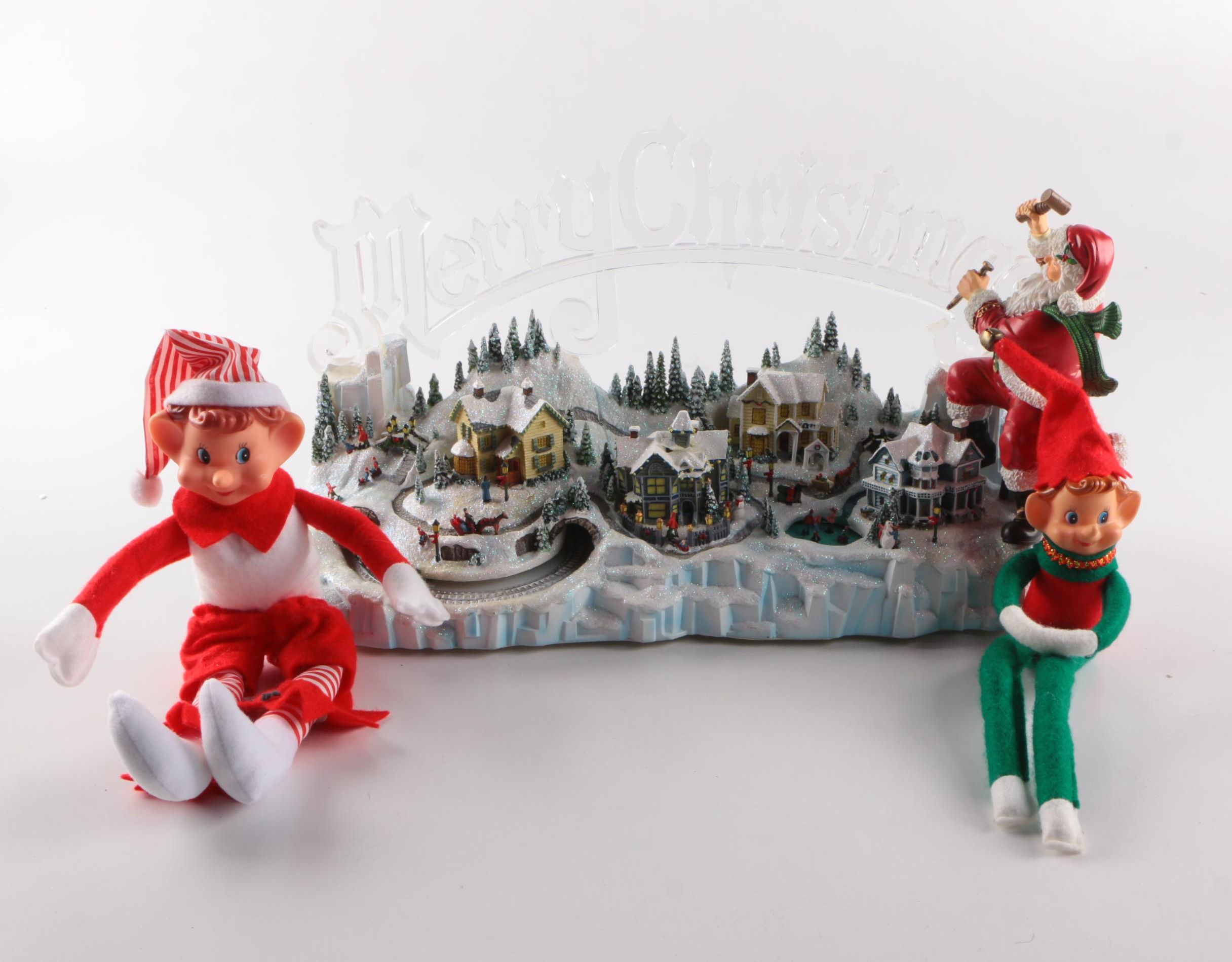 Thomas Kinkade "Santa's Inspiration" Illuminated Moving Musical Wonderland