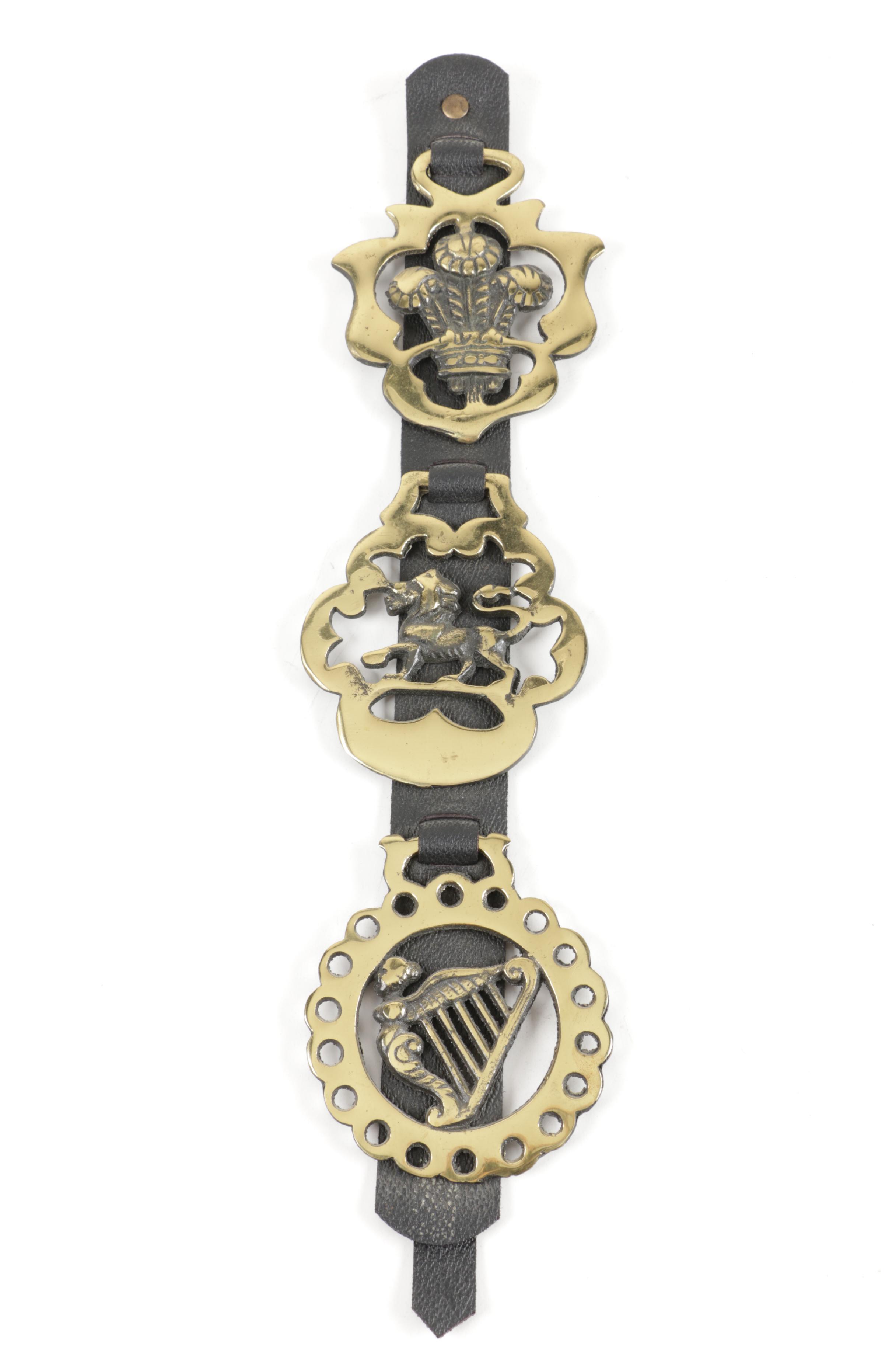 Vintage Harness Horse Brass and Brass Skewers