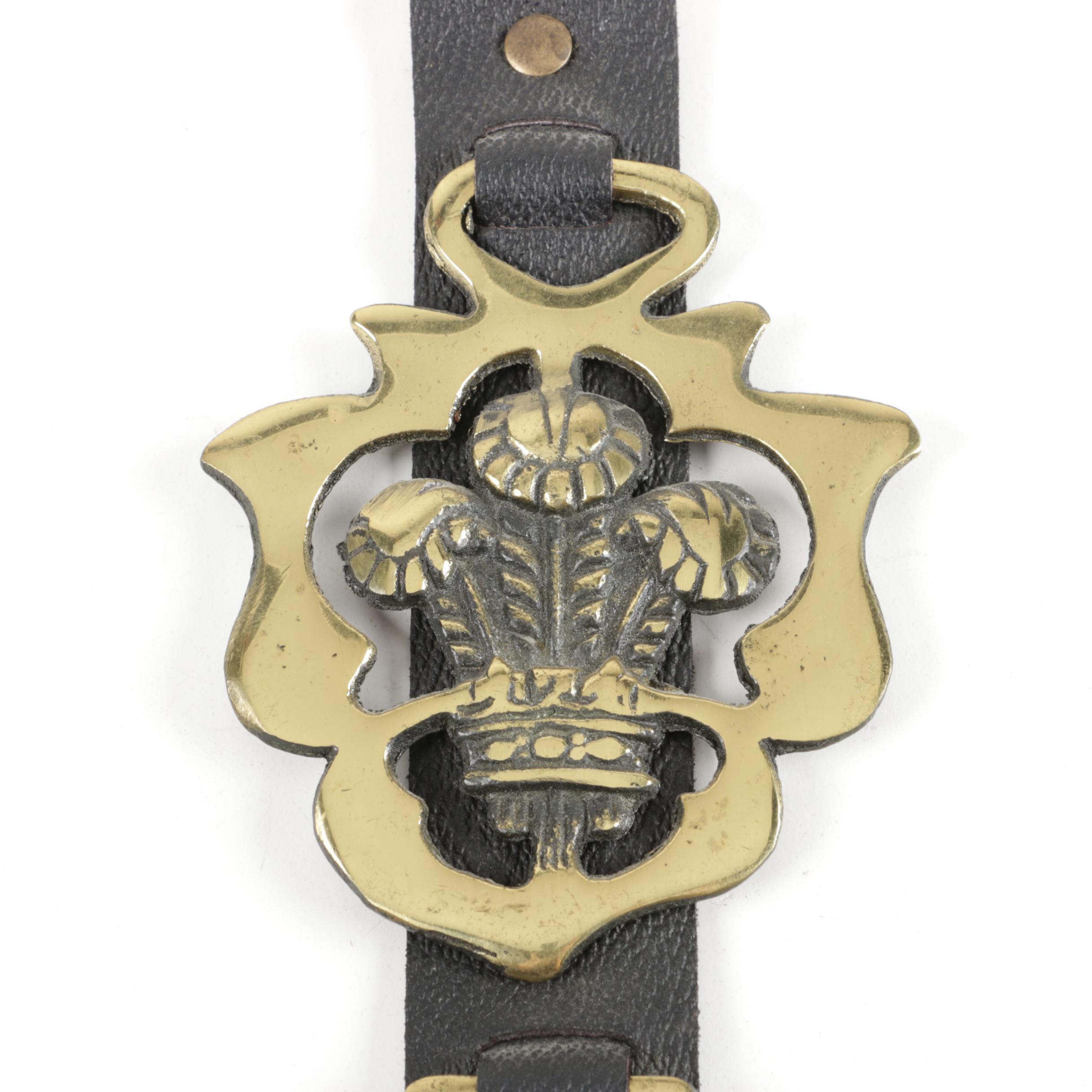 Vintage Harness Horse Brass and Brass Skewers