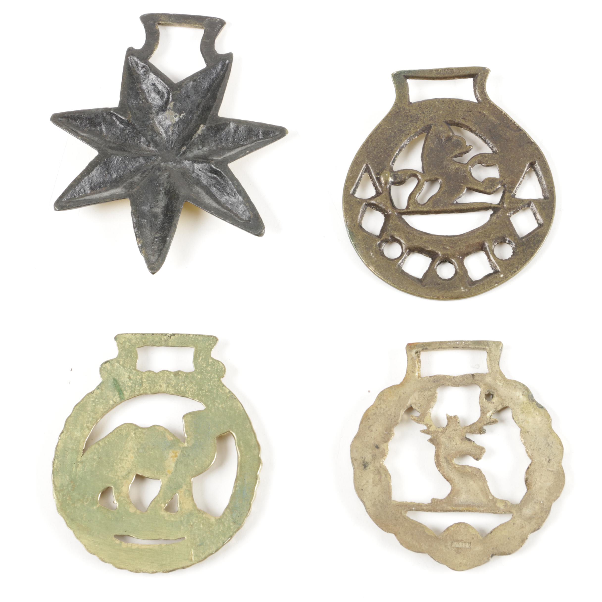 Vintage Harness Horse Brass and Brass Skewers