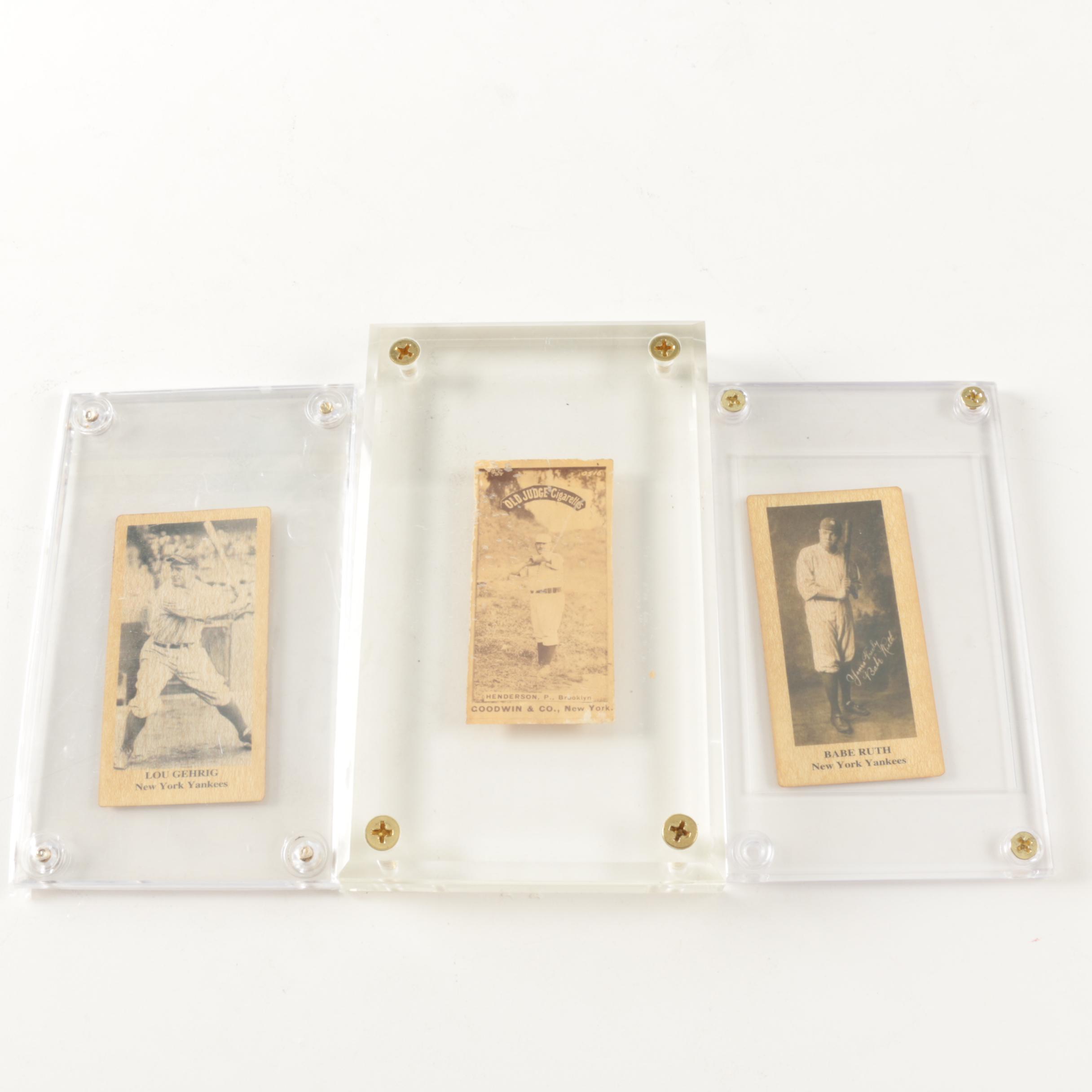 Three Vintage Black and White Baseball Cards