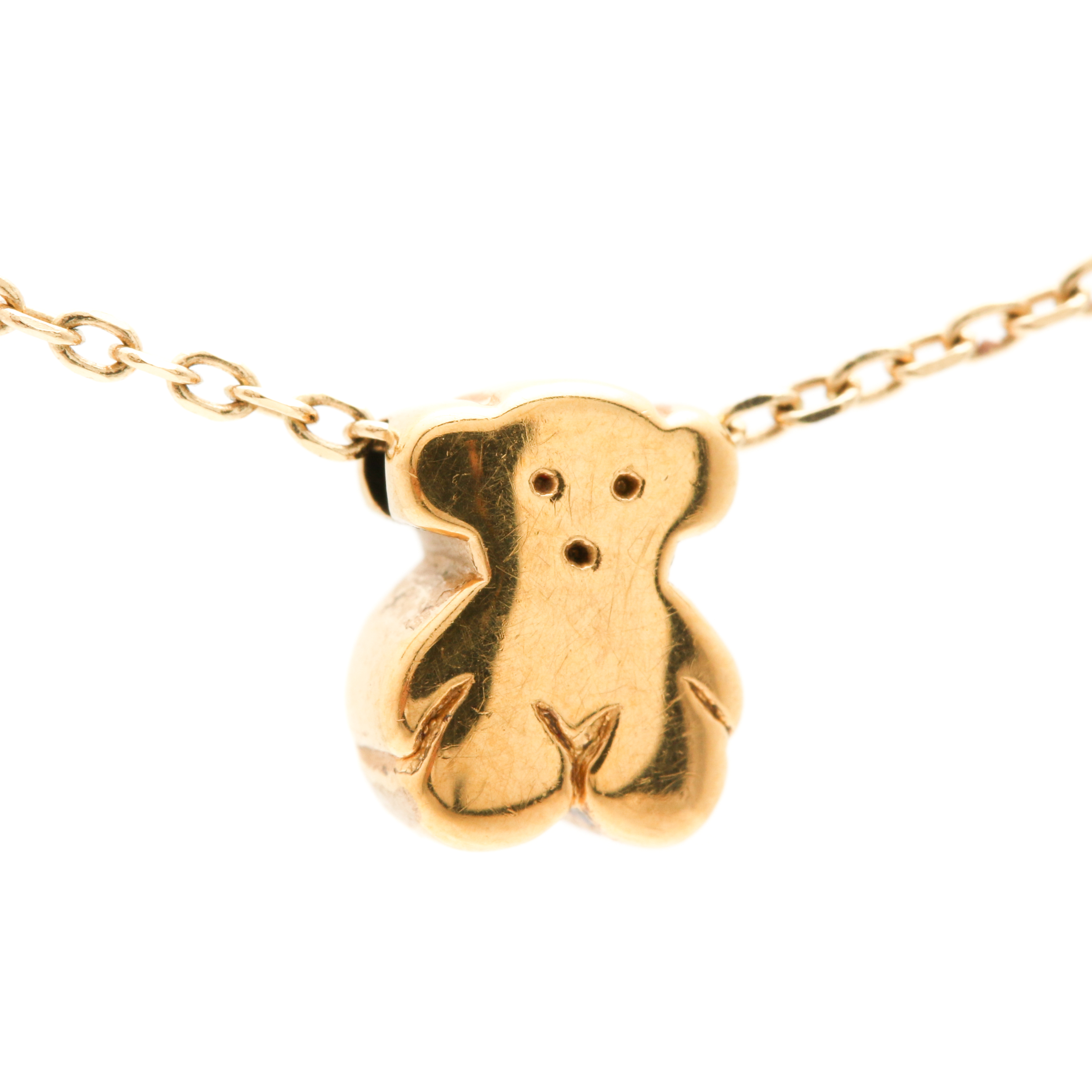18K Yellow Gold Tous Bear Slide Pendant Necklace