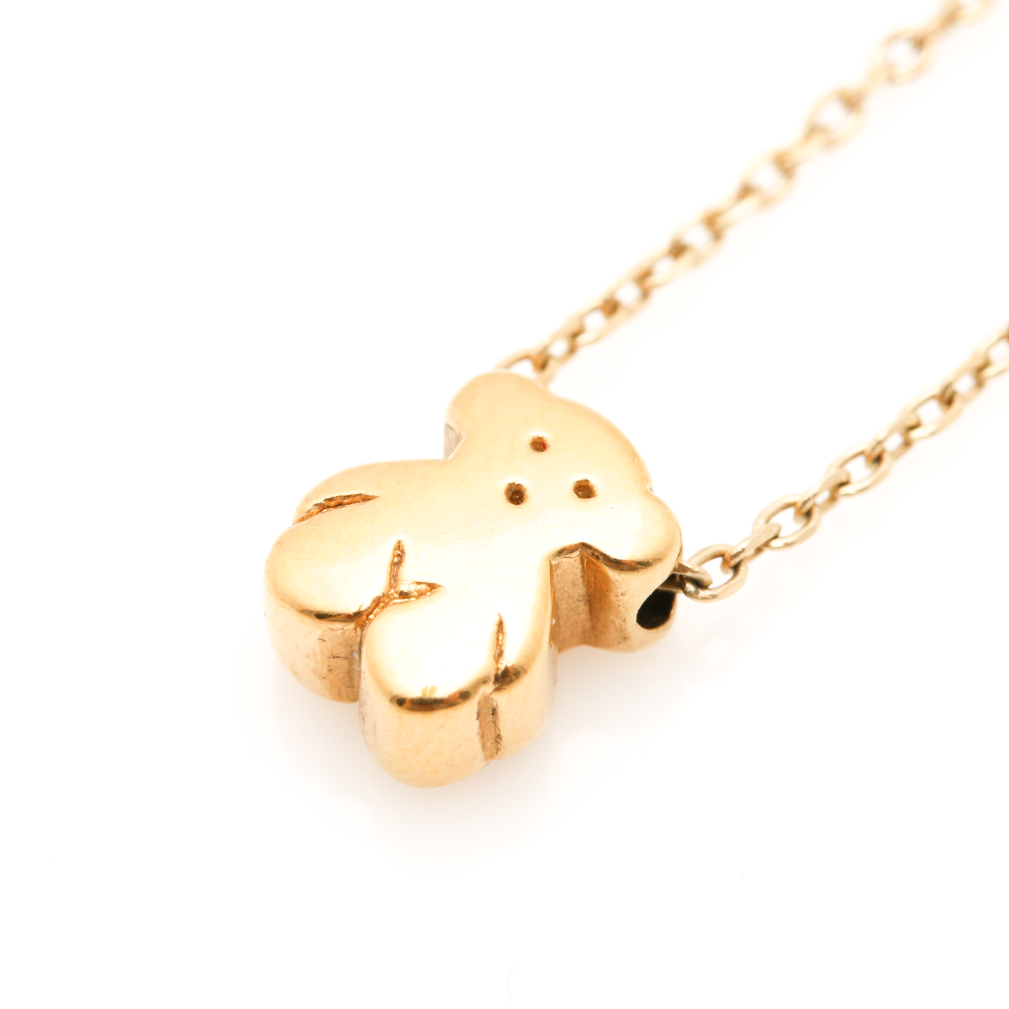 18K Yellow Gold Tous Bear Slide Pendant Necklace