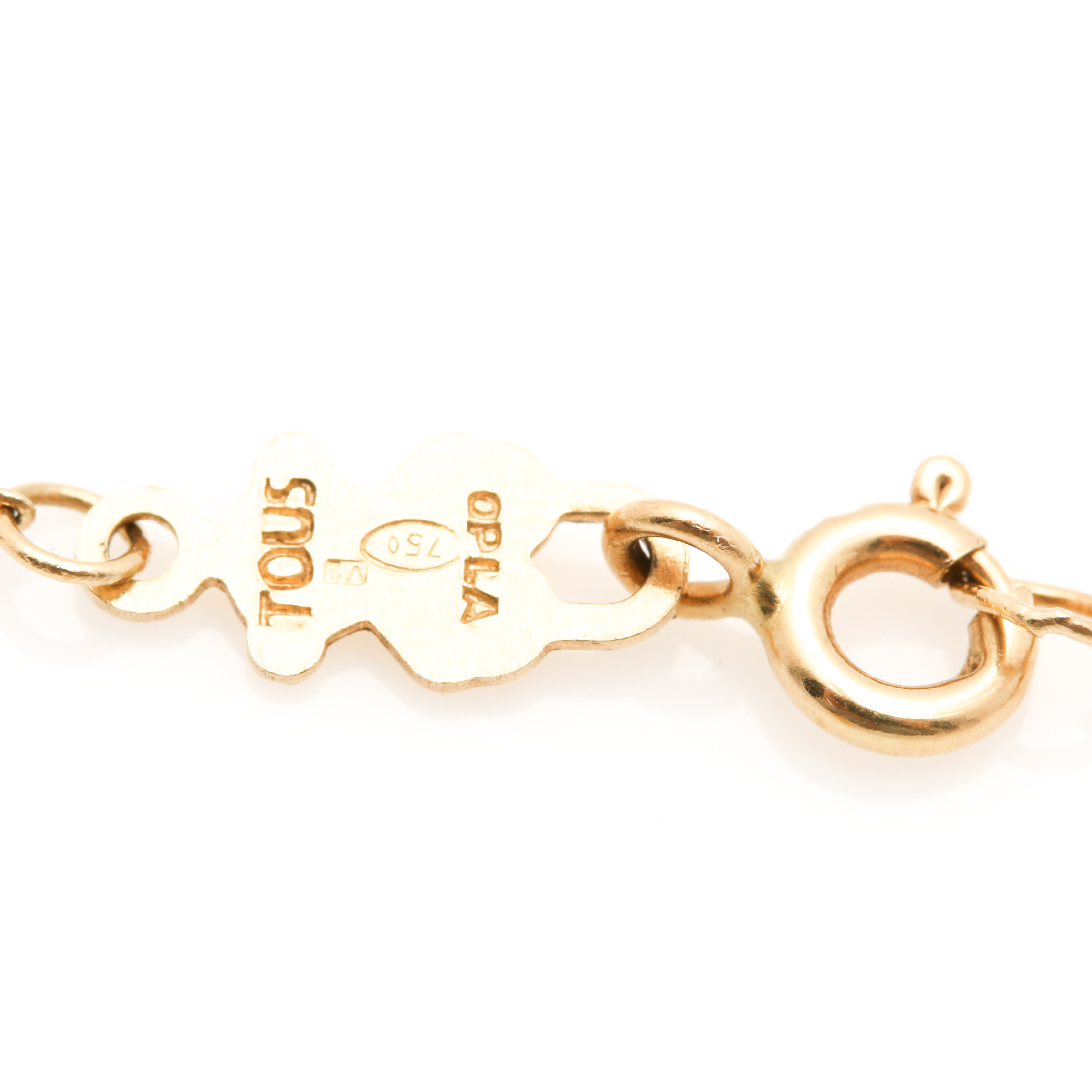 18K Yellow Gold Tous Bear Slide Pendant Necklace