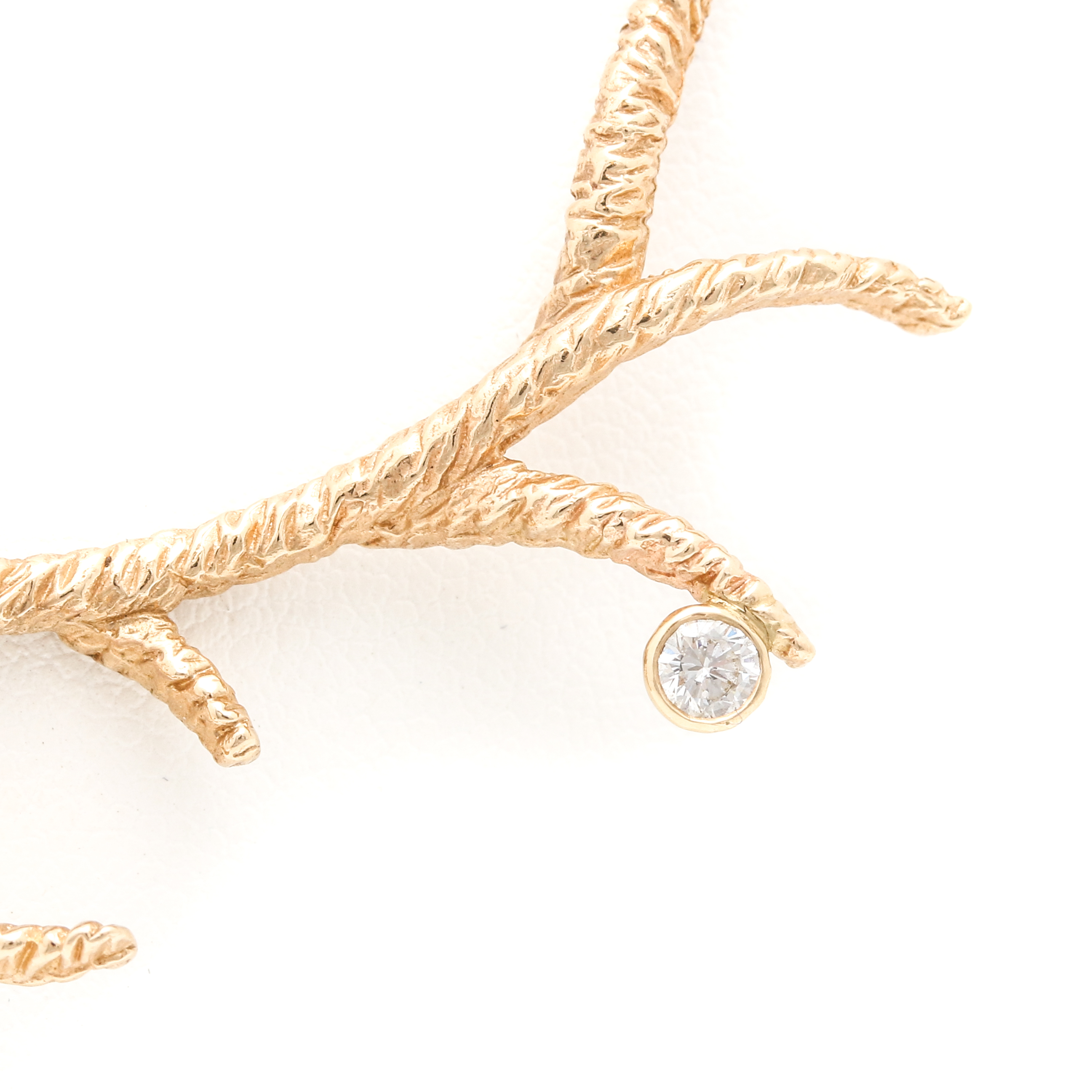 14K Yellow Gold Diamond Branch Necklace