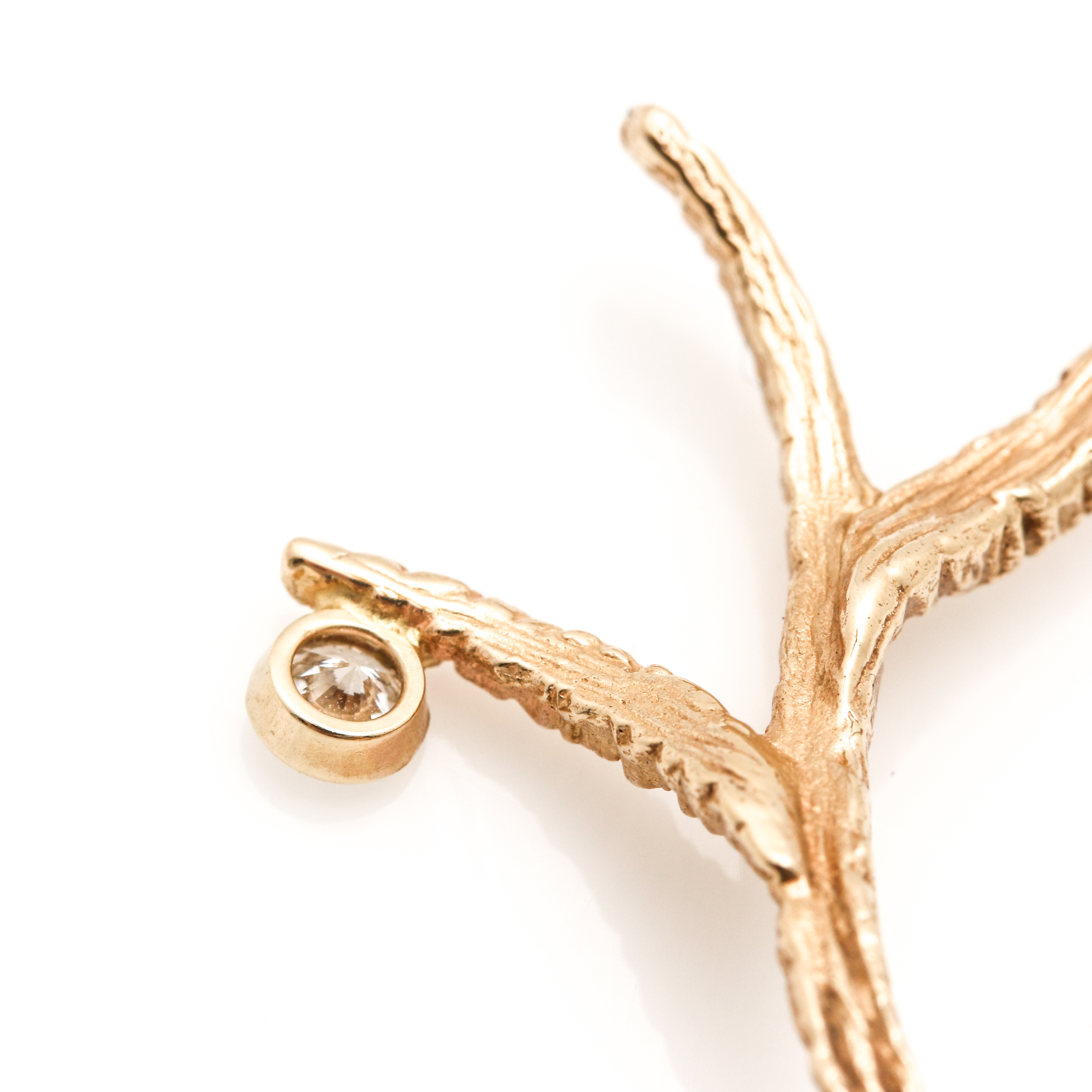 14K Yellow Gold Diamond Branch Necklace