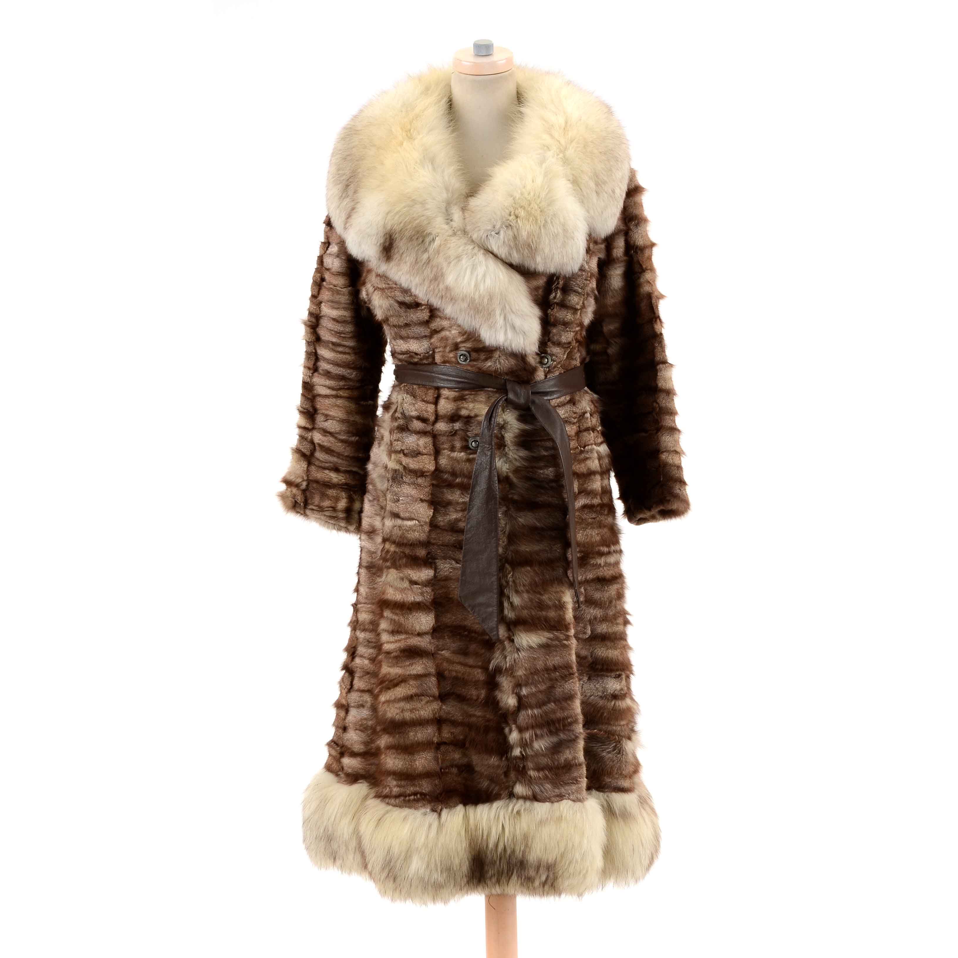 Vintage Hopper Furs Squirrel Fur Coat Trimmed in Fox Fur