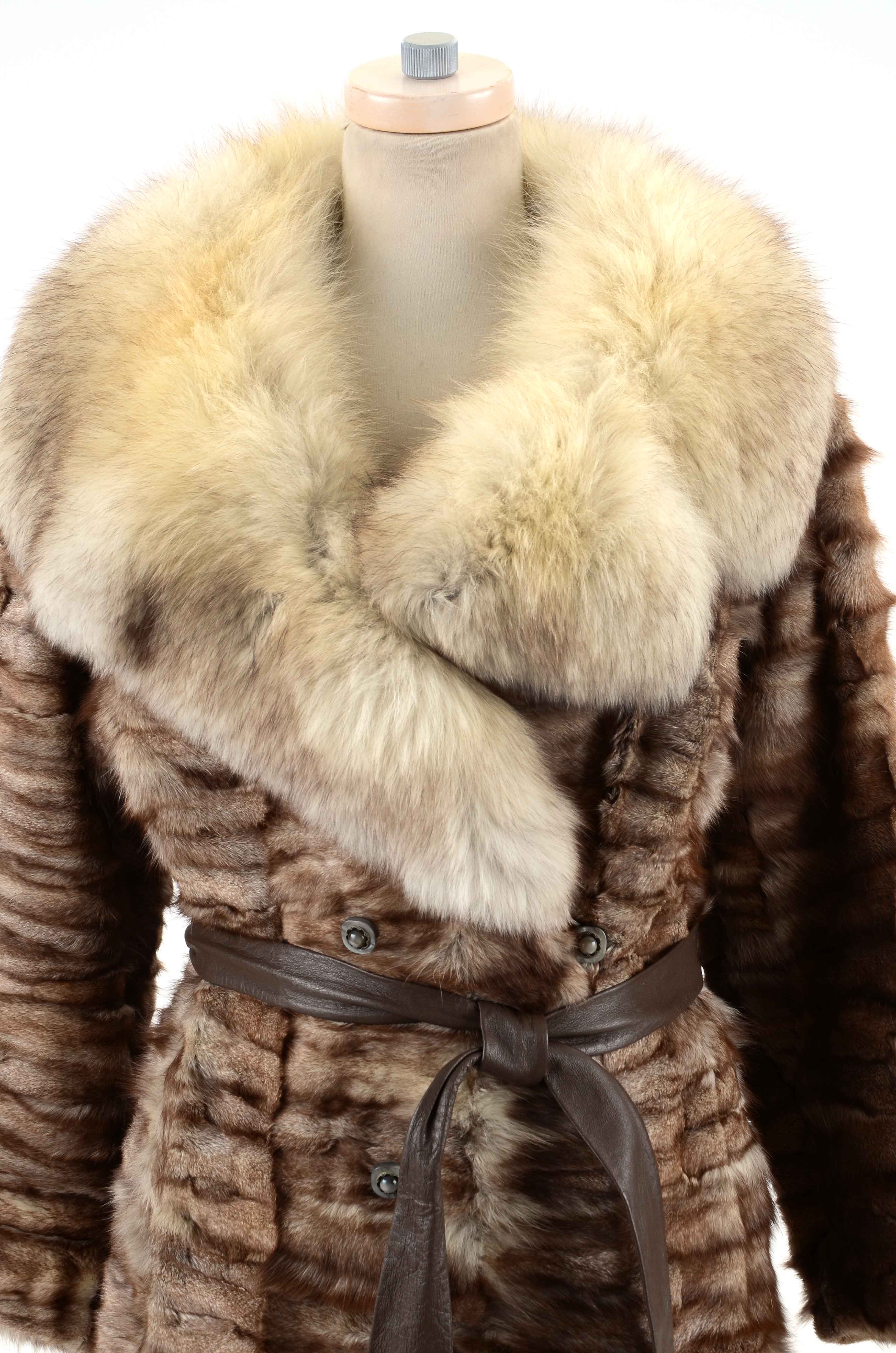 Vintage Hopper Furs Squirrel Fur Coat Trimmed in Fox Fur