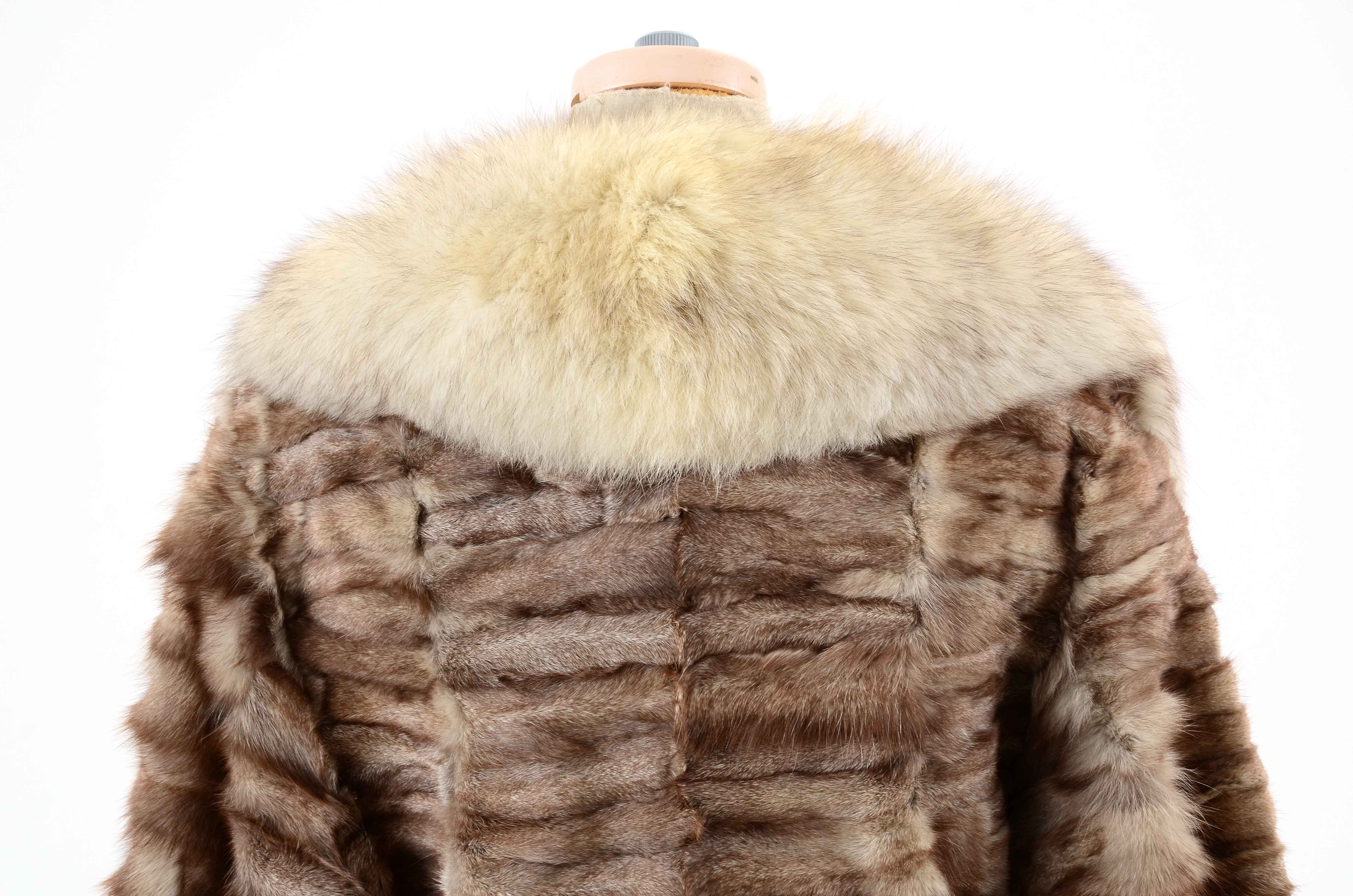 Vintage Hopper Furs Squirrel Fur Coat Trimmed in Fox Fur