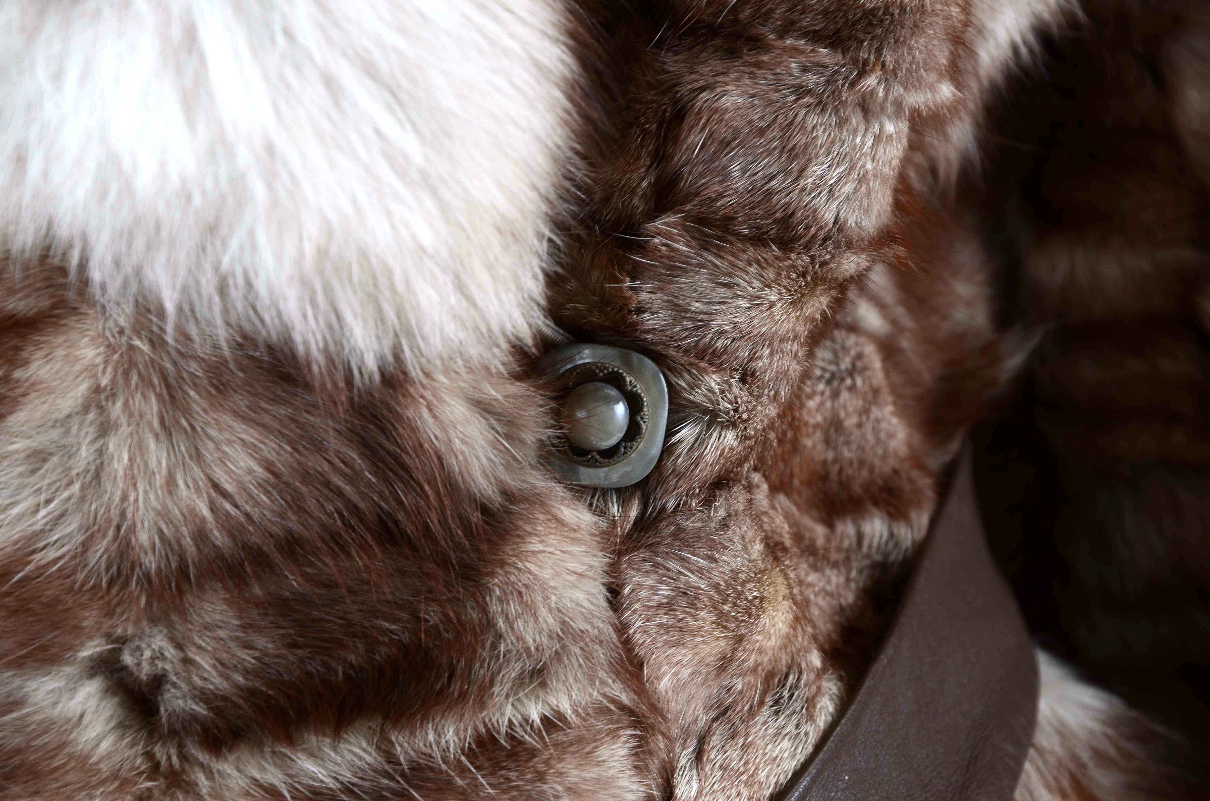 Vintage Hopper Furs Squirrel Fur Coat Trimmed in Fox Fur