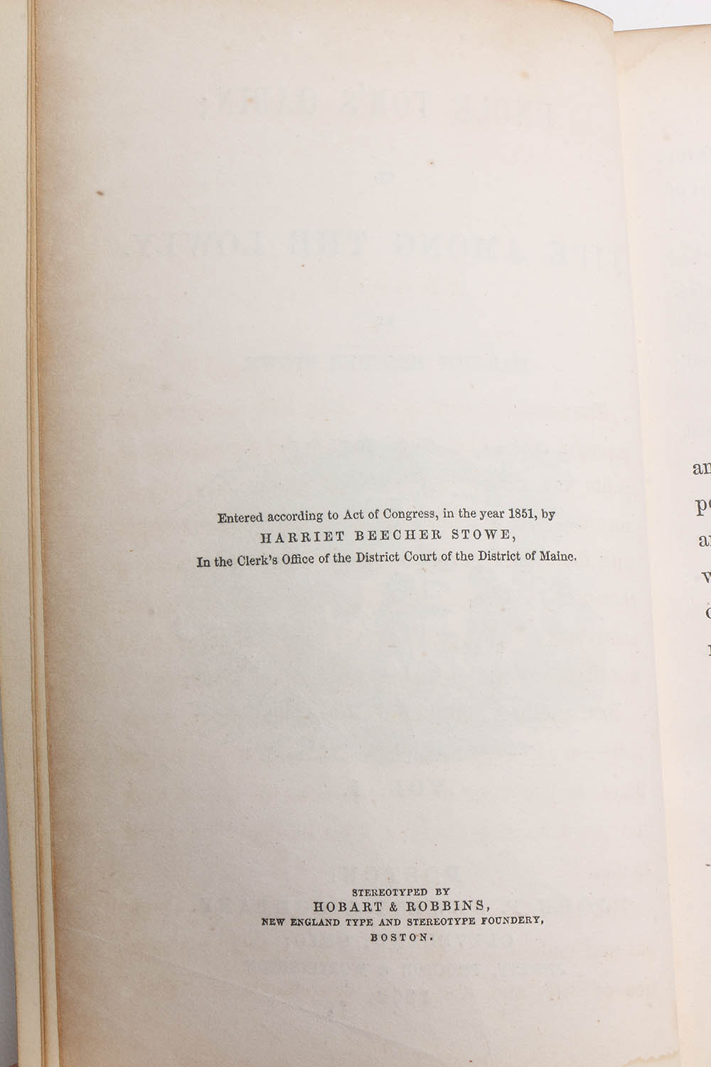 1852 Early Edition "Uncle Tom's Cabin" by Harriet Beecher Stowe