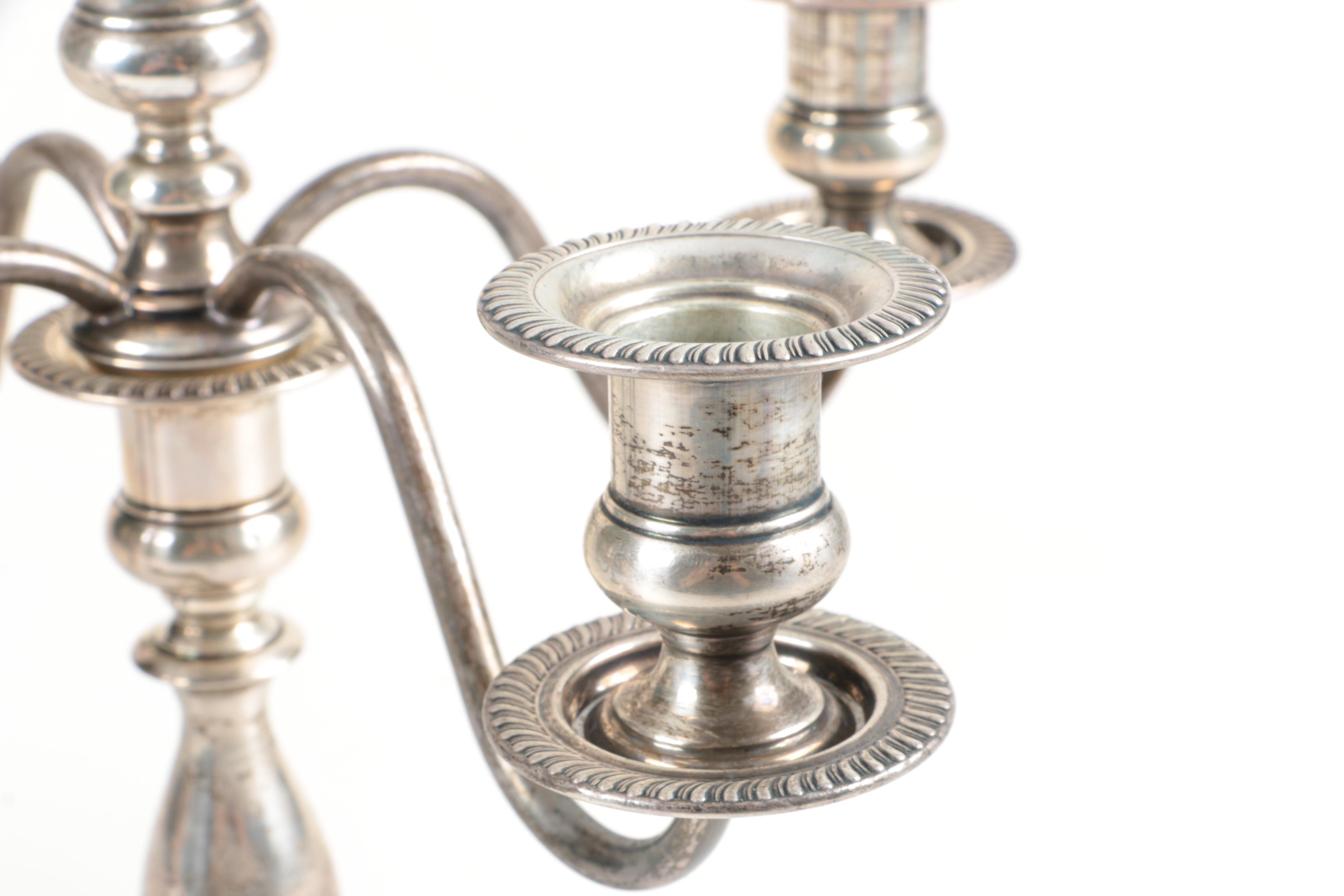 Weighted Sterling Candelabra and Candlesticks Including Fisher Silversmiths